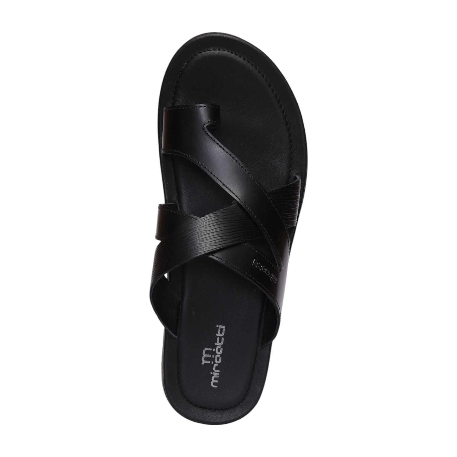 Men Black Toe-Ring Cross-Strap Sandals