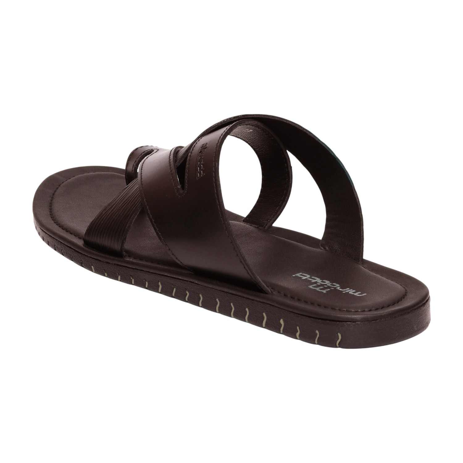 Men Brown Toe-Ring Cross-Strap Sandals