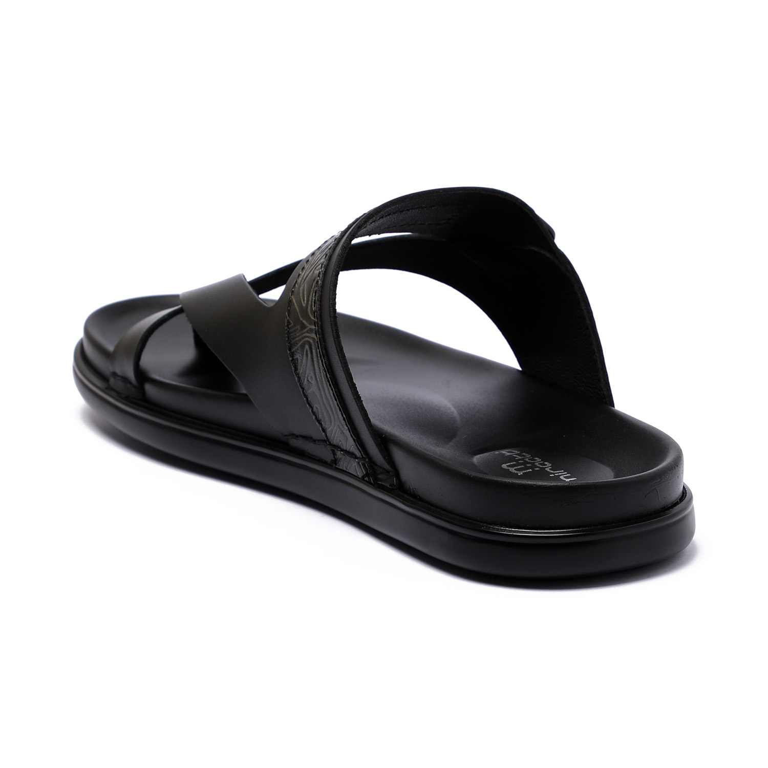 Men Black Cross Strap Chappal With Adjustble Buckle