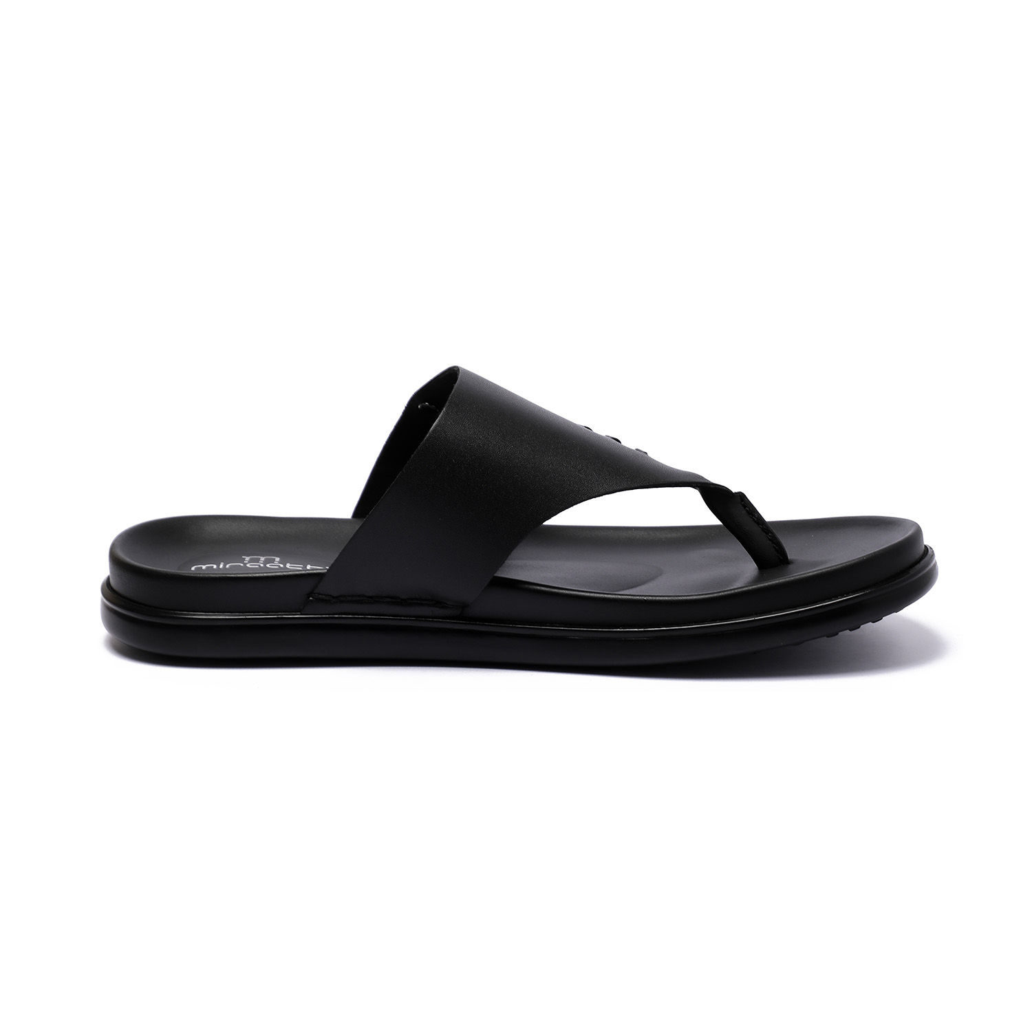 Men Black Leather Slip-On Chappal