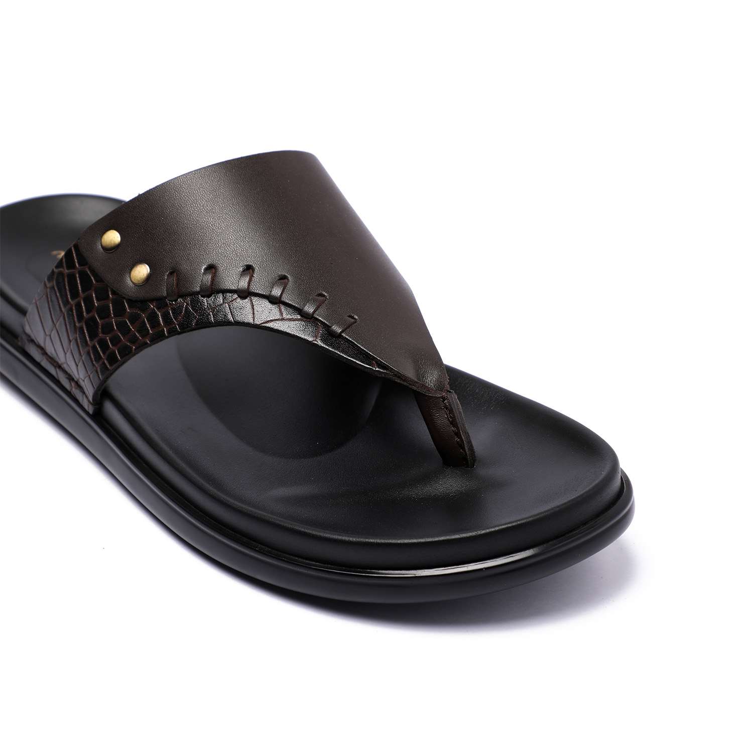 Men Brown Leather Slip-On Chappal