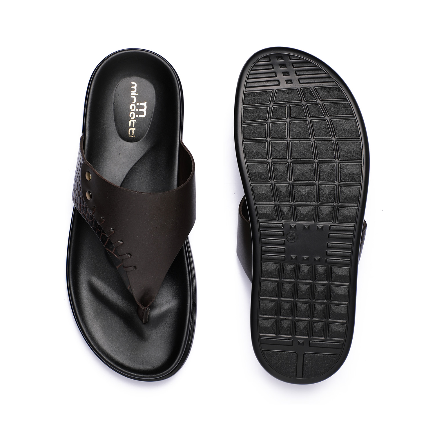 Men Brown Leather Slip-On Chappal