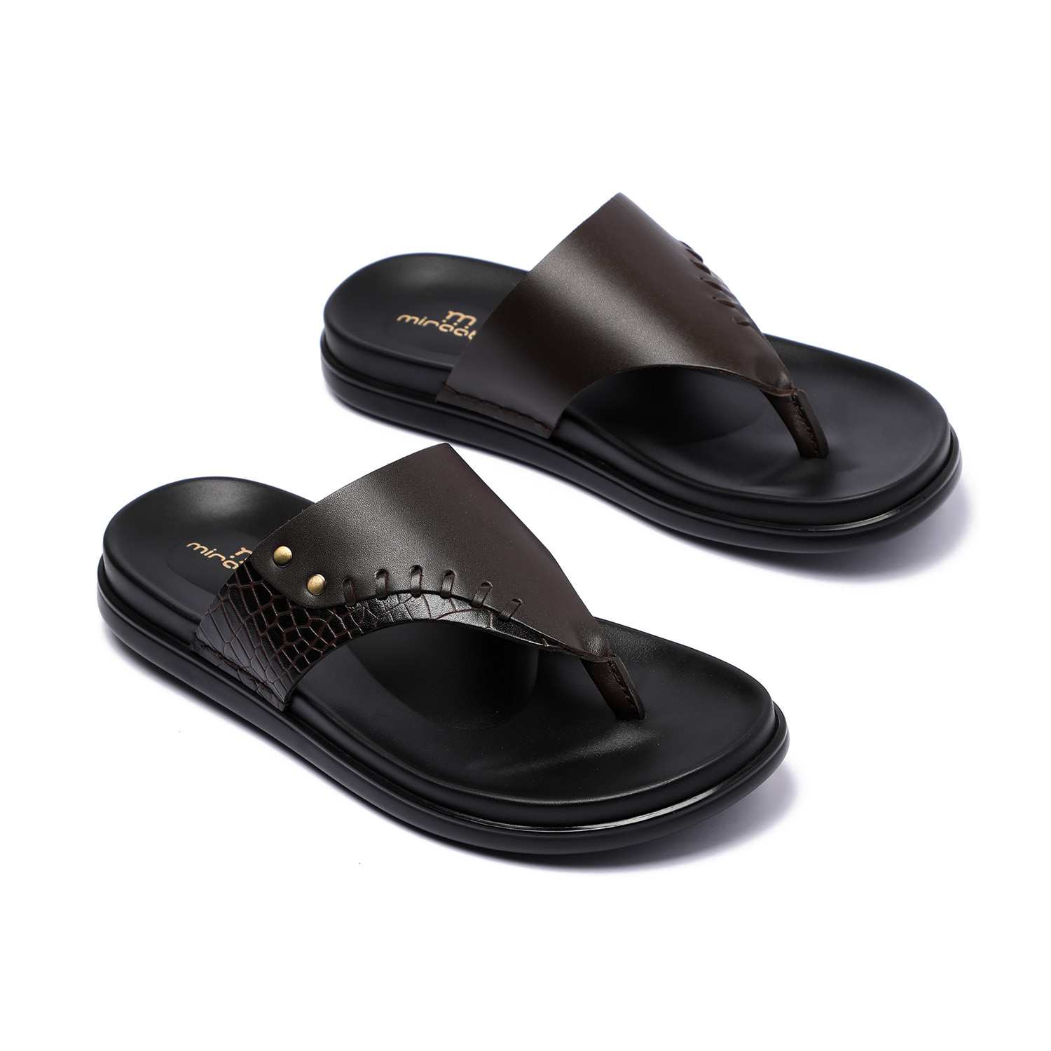 Men Brown Leather Slip-On Chappal