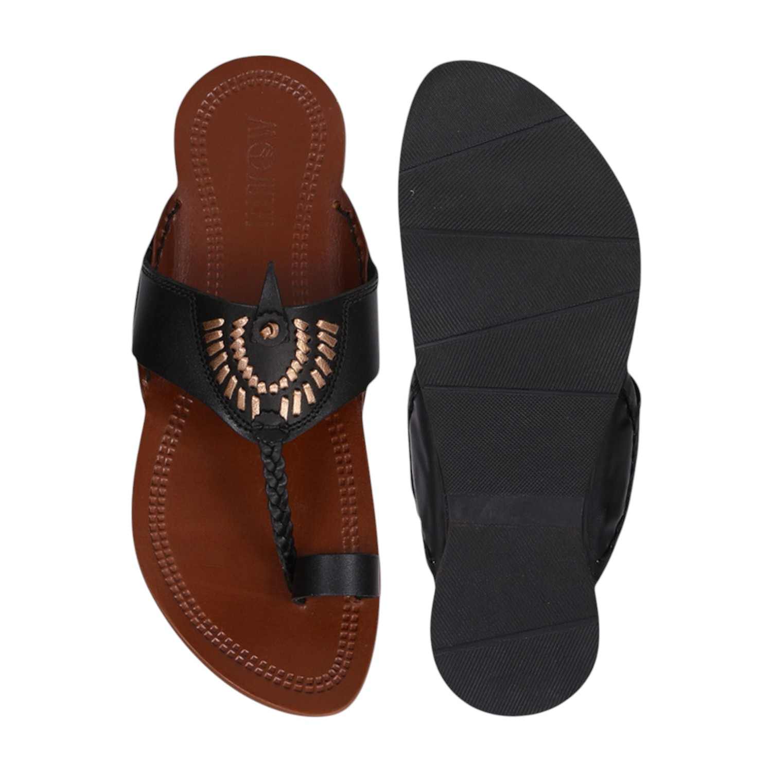 Men Black Ethnic Kolhapuri-Chappal