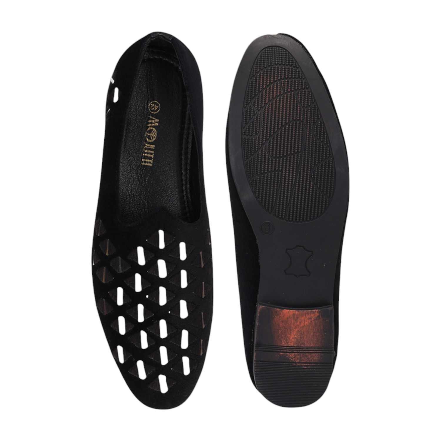 Men Black Ethnic Joothis Slip On