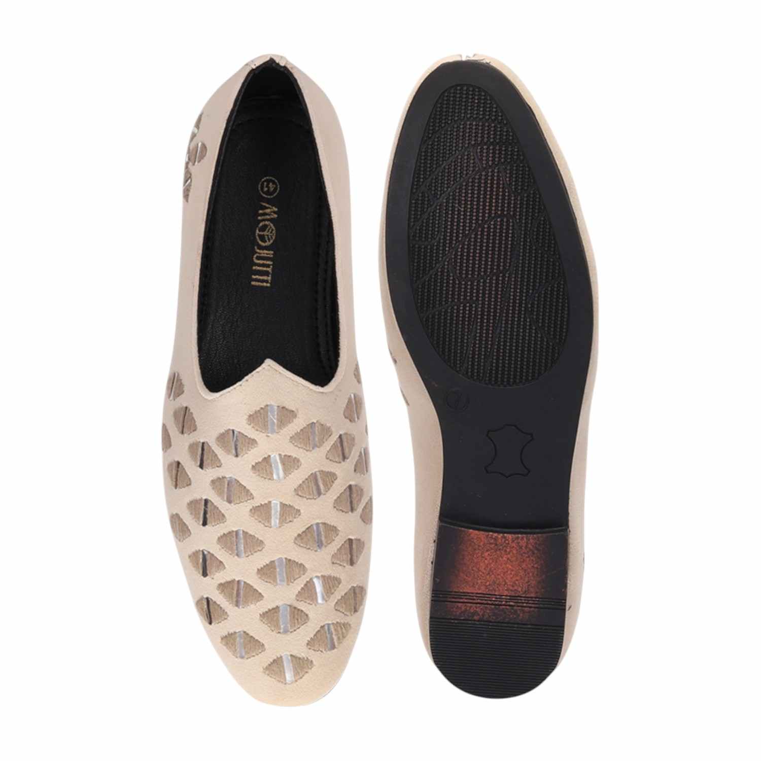Men Cream Ethnic Joothis Slip On