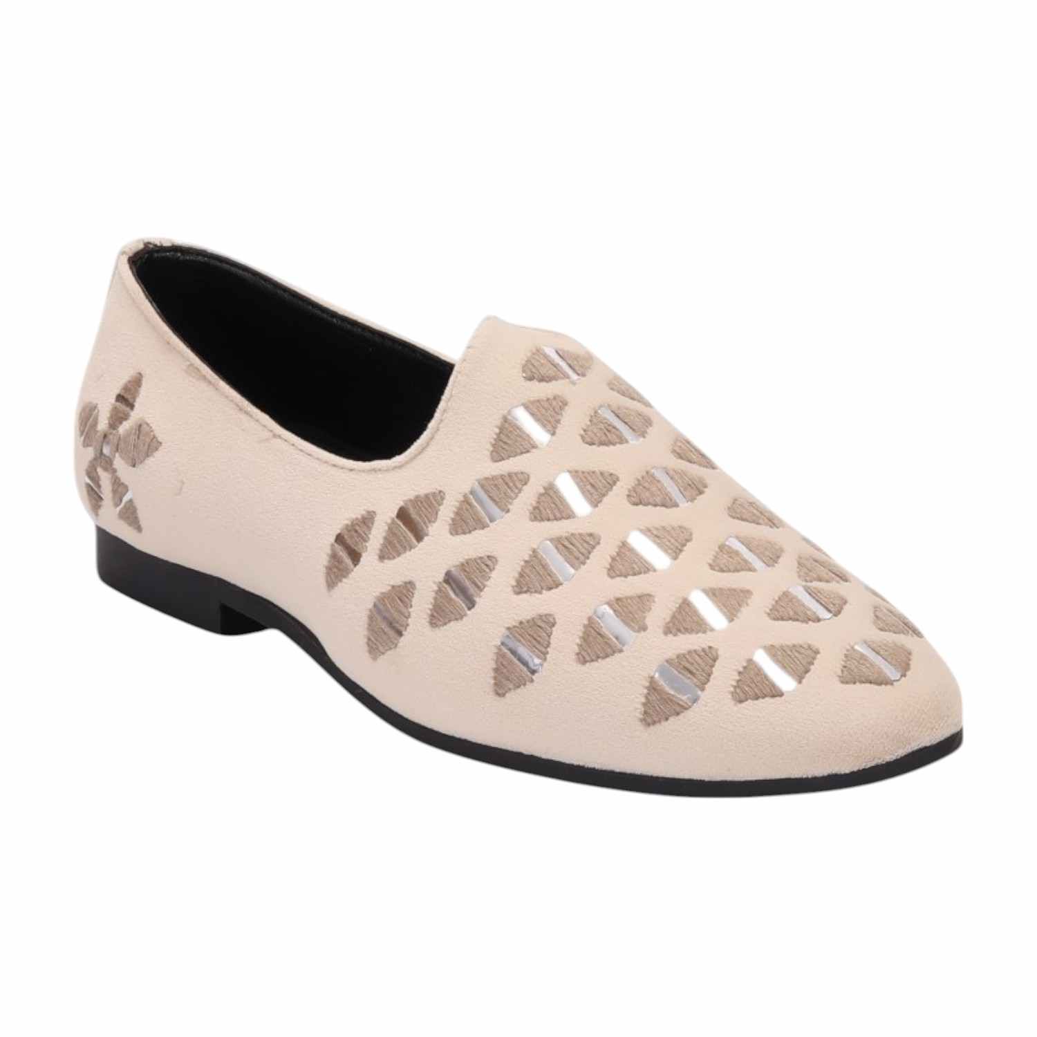 Men Cream Ethnic Joothis Slip On