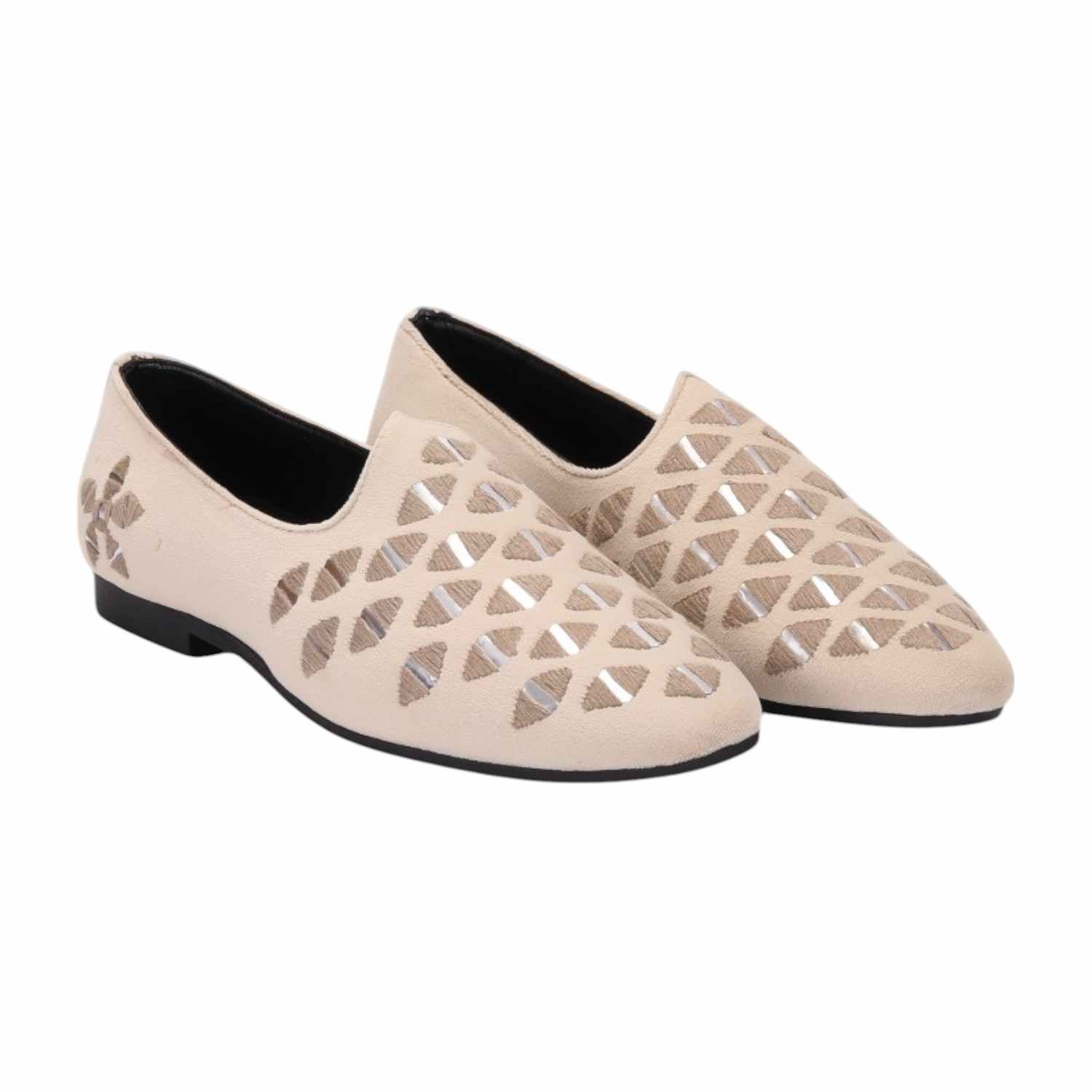 Men Cream Ethnic Joothis Slip On