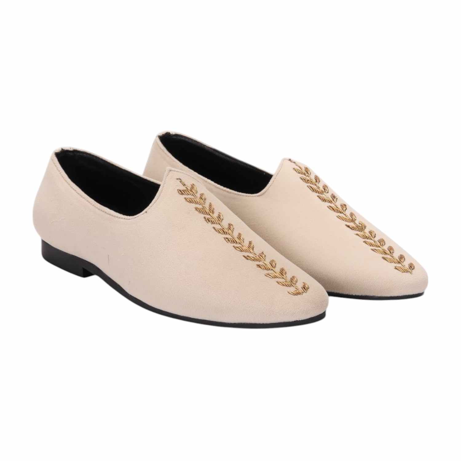 Men Cream Ethnic Joothis Slip On