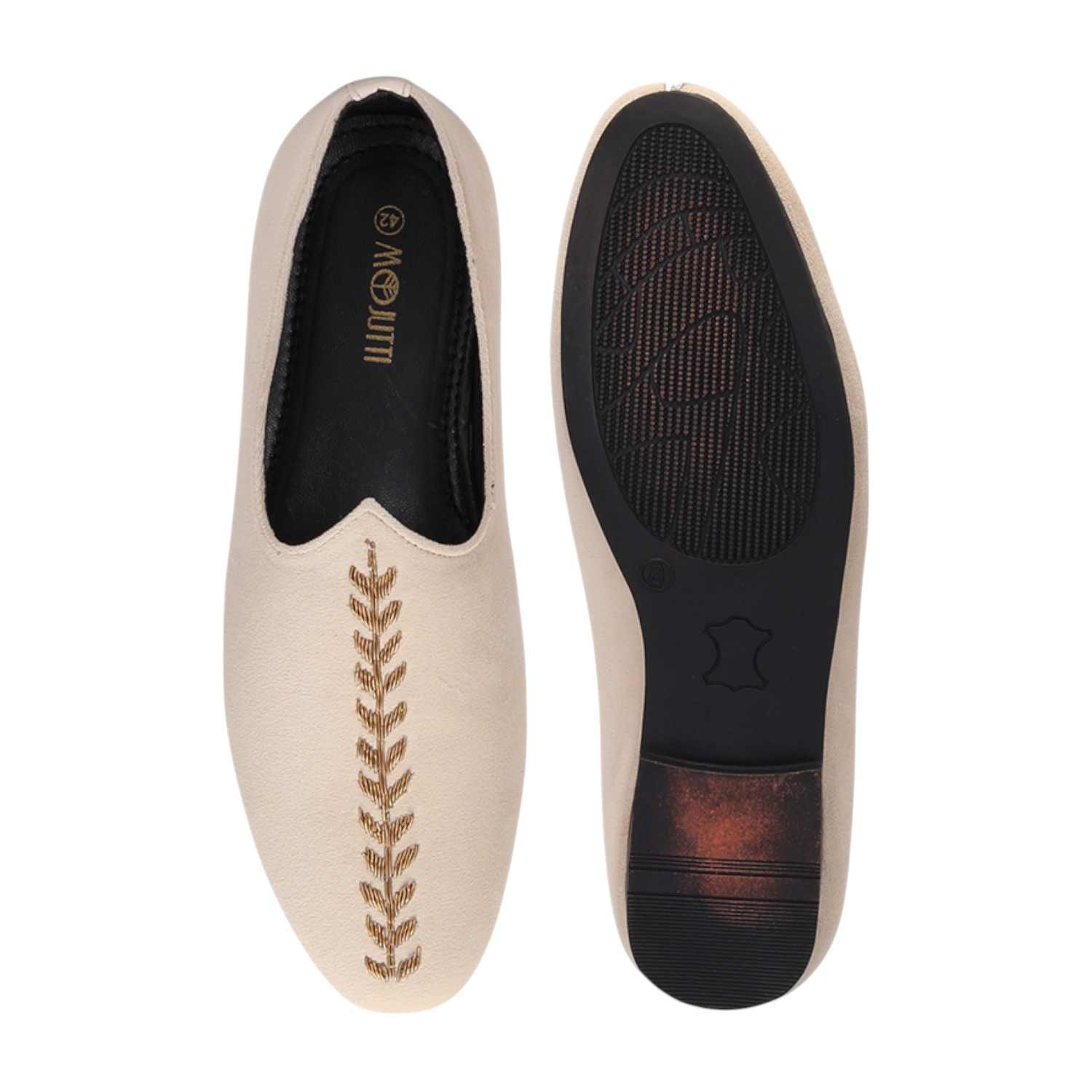 Men Cream Ethnic Joothis Slip On