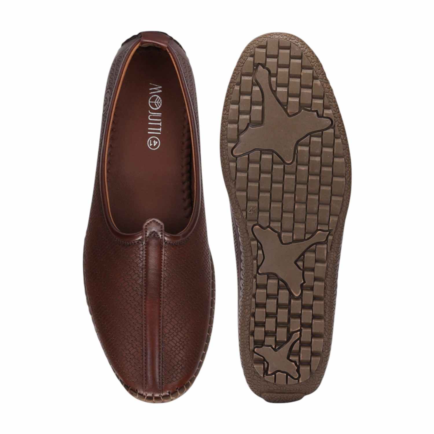 Men Brown Ethnic Joothis Slip On