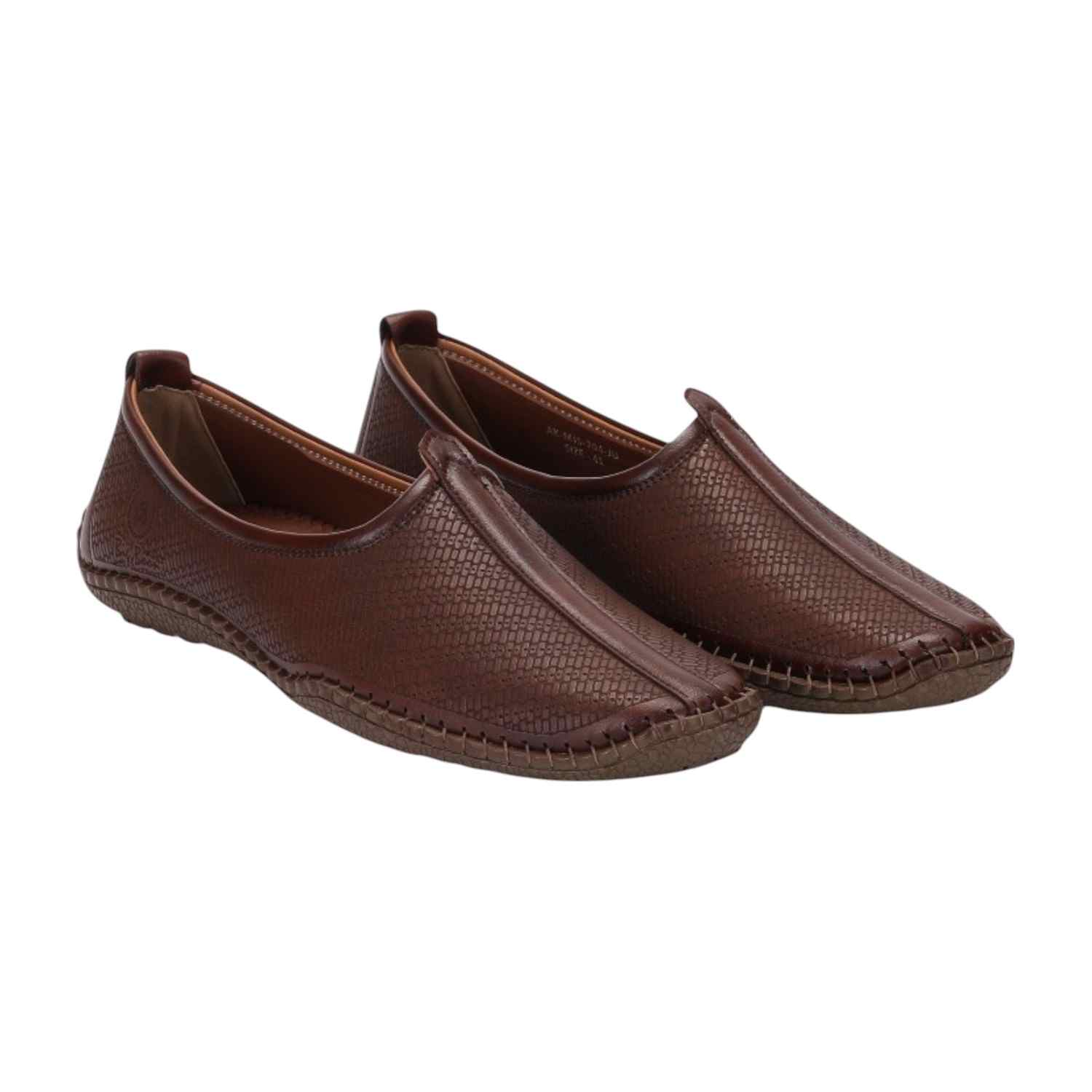 Men Brown Ethnic Joothis Slip On