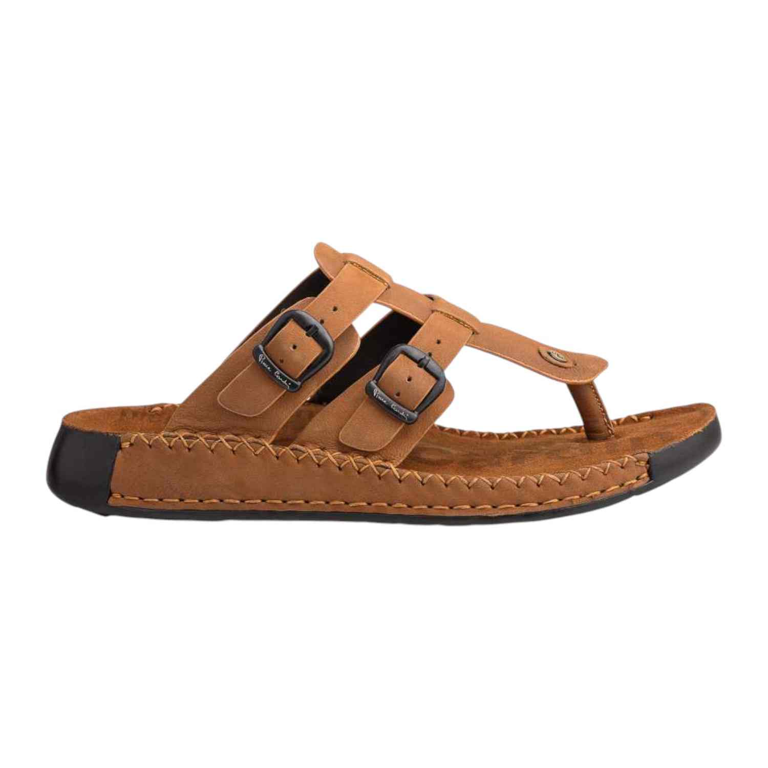 Pierre Cardin | Men's leather Thong Camel|2