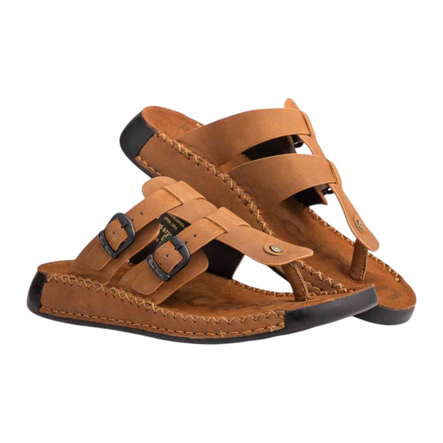 Men's leather Thong Camel