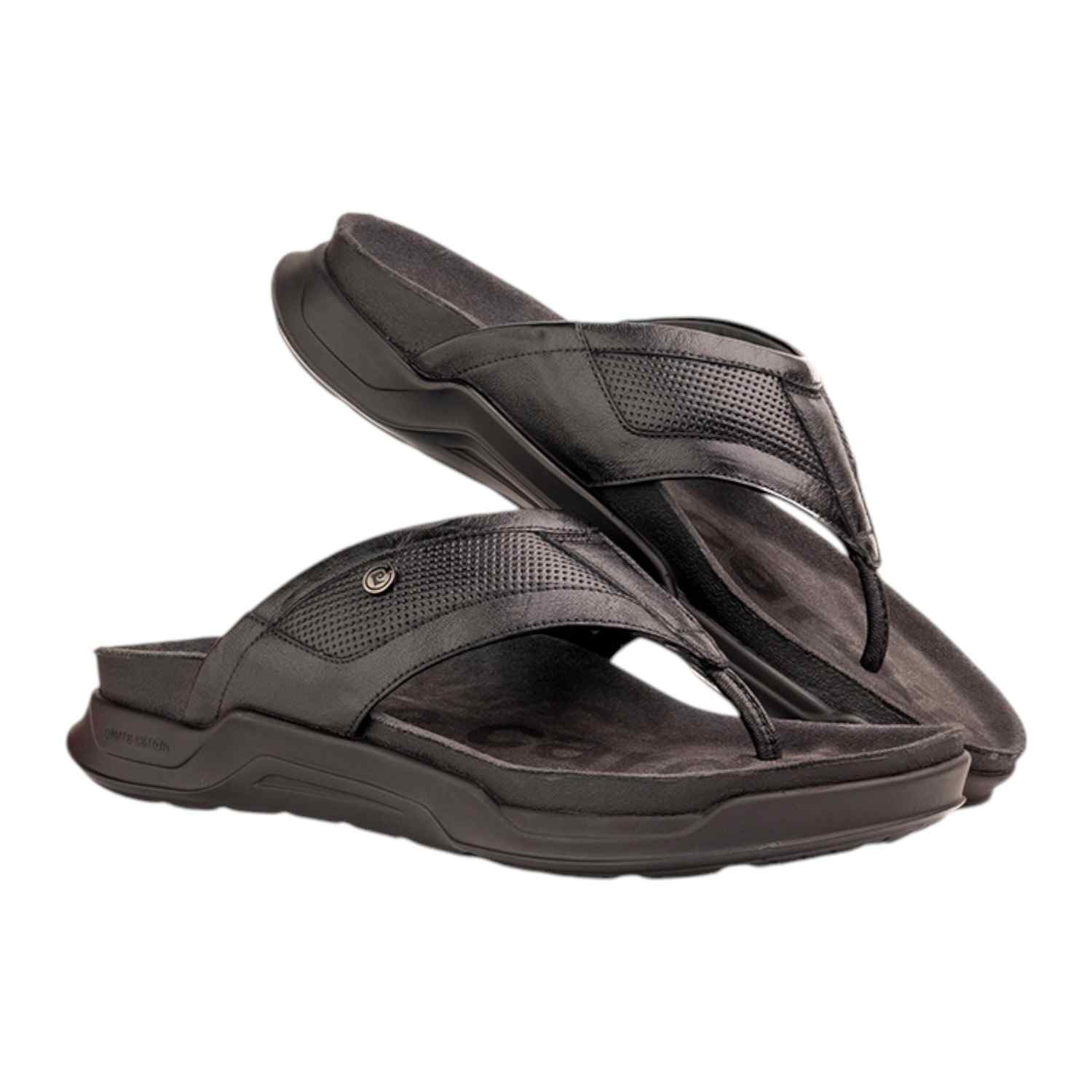 Men's leather Thong Black