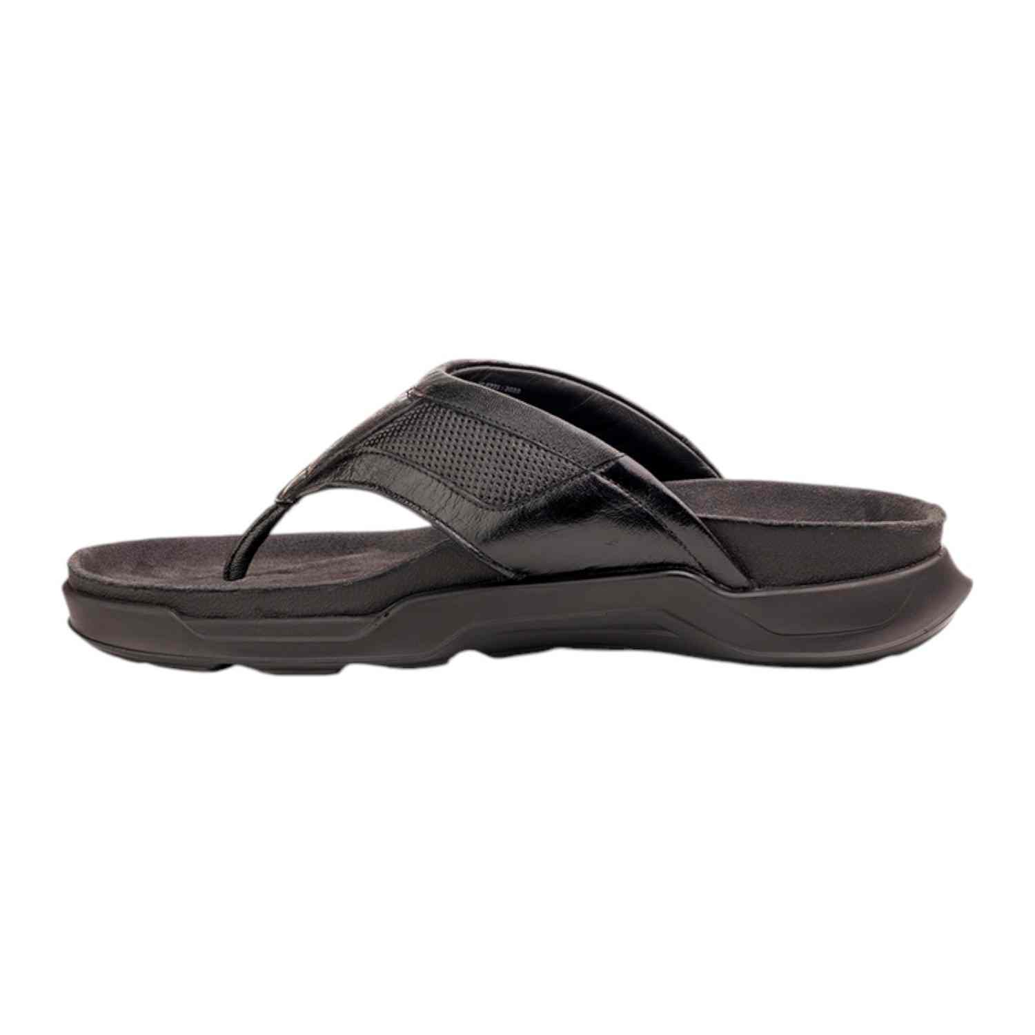 Pierre Cardin | Men's leather Thong Black|2