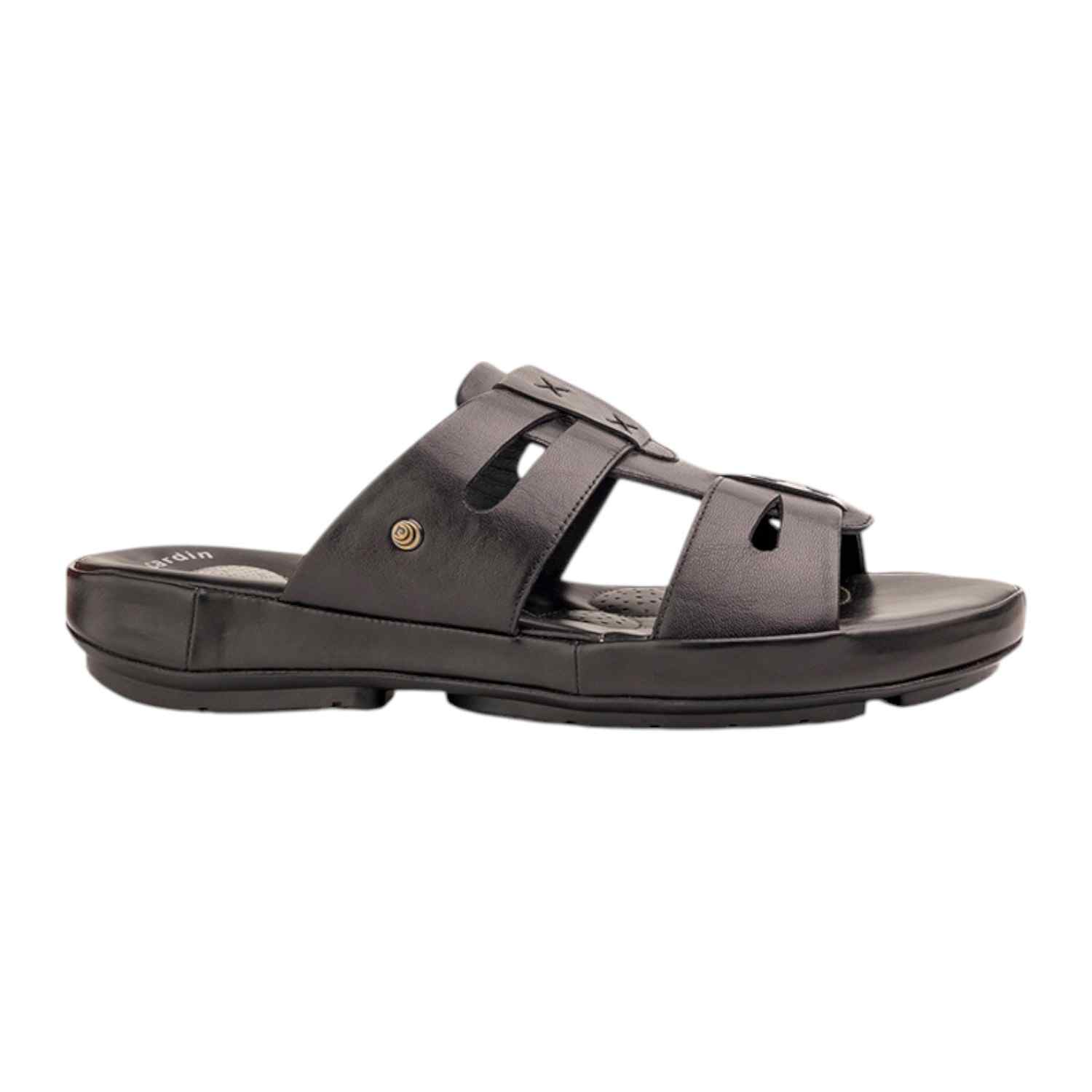 Pierre Cardin | Mens Leather slipper Black|1