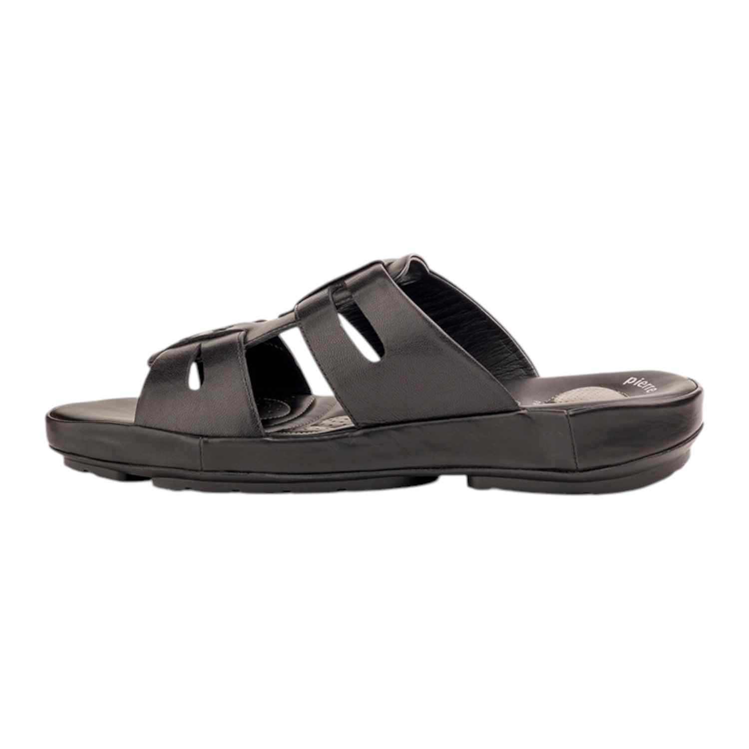 Pierre Cardin | Mens Leather slipper Black|2
