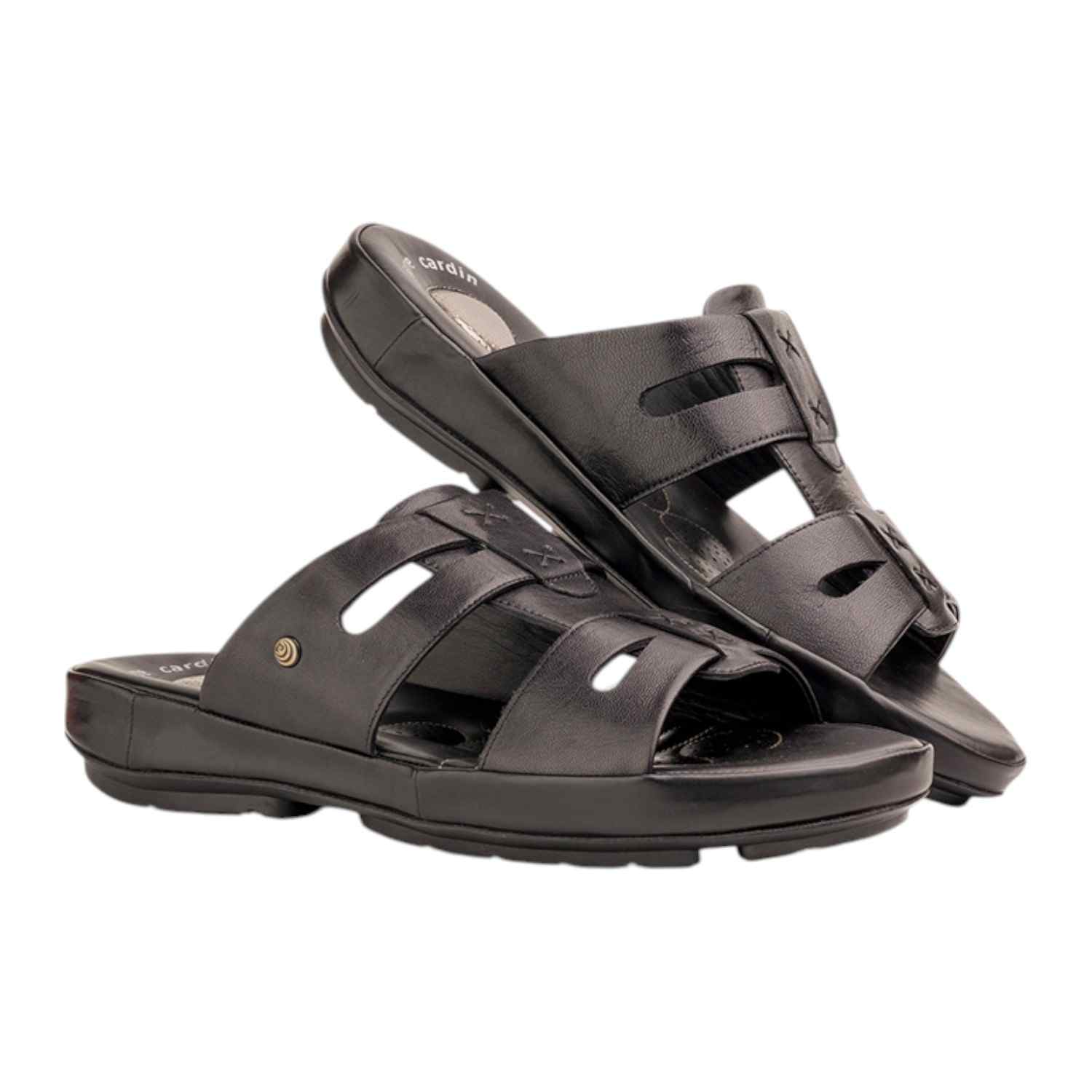 Pierre Cardin | Mens Leather slipper Black|0