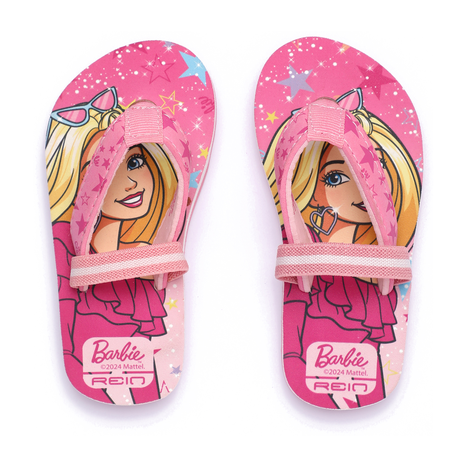 Girls Pink Barbie Flip-Flops with Back Strap (3-6 Years)