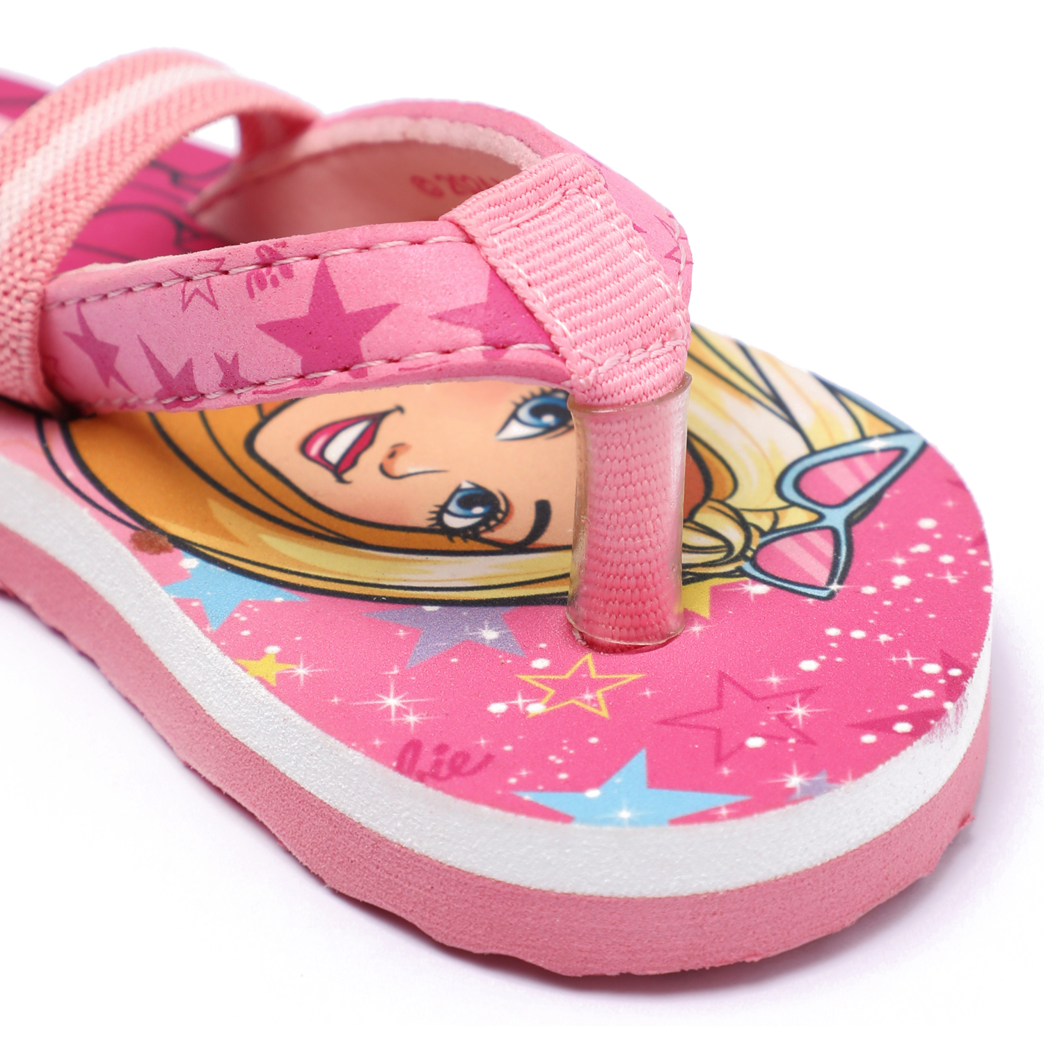 Girls Pink Barbie Flip-Flops with Back Strap (3-6 Years)