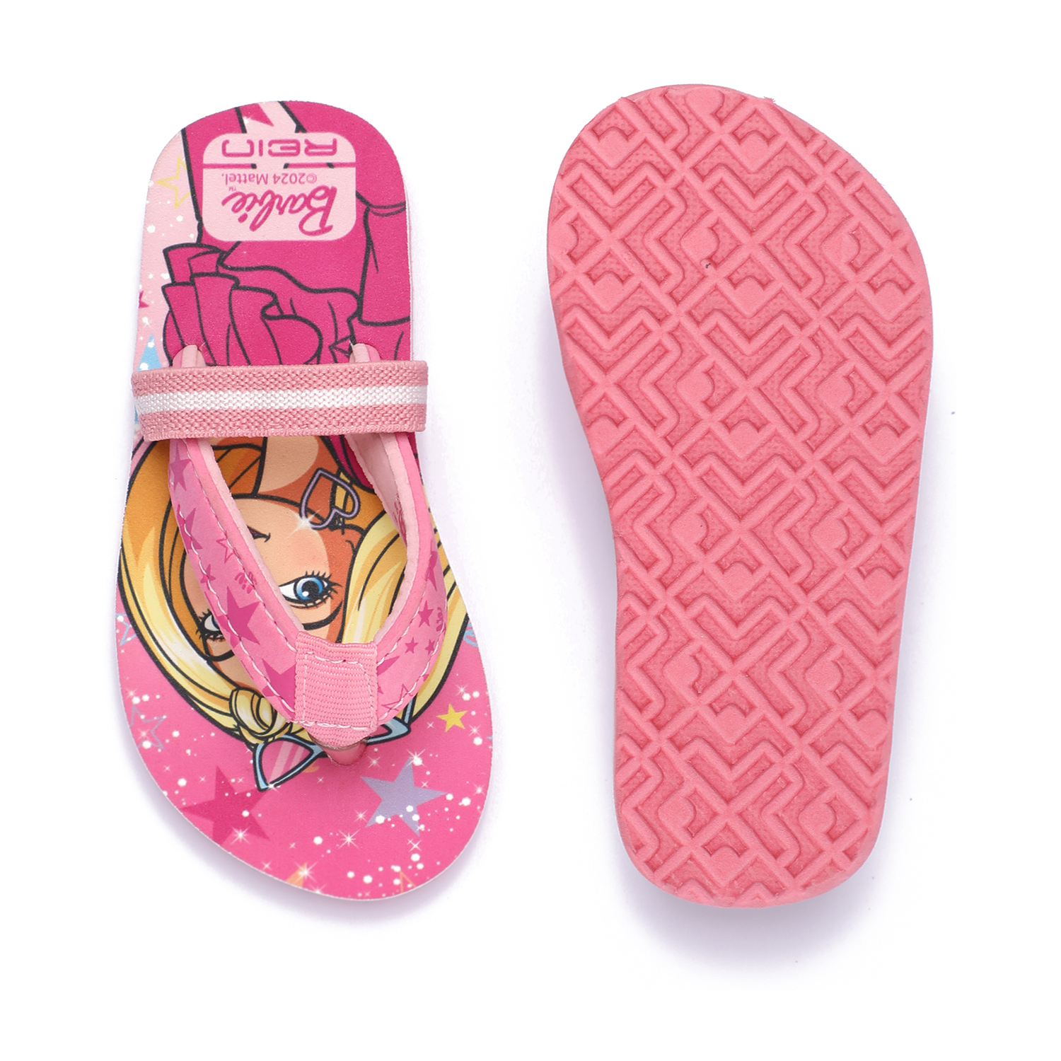 Girls Pink Barbie Flip-Flops with Back Strap (3-6 Years)