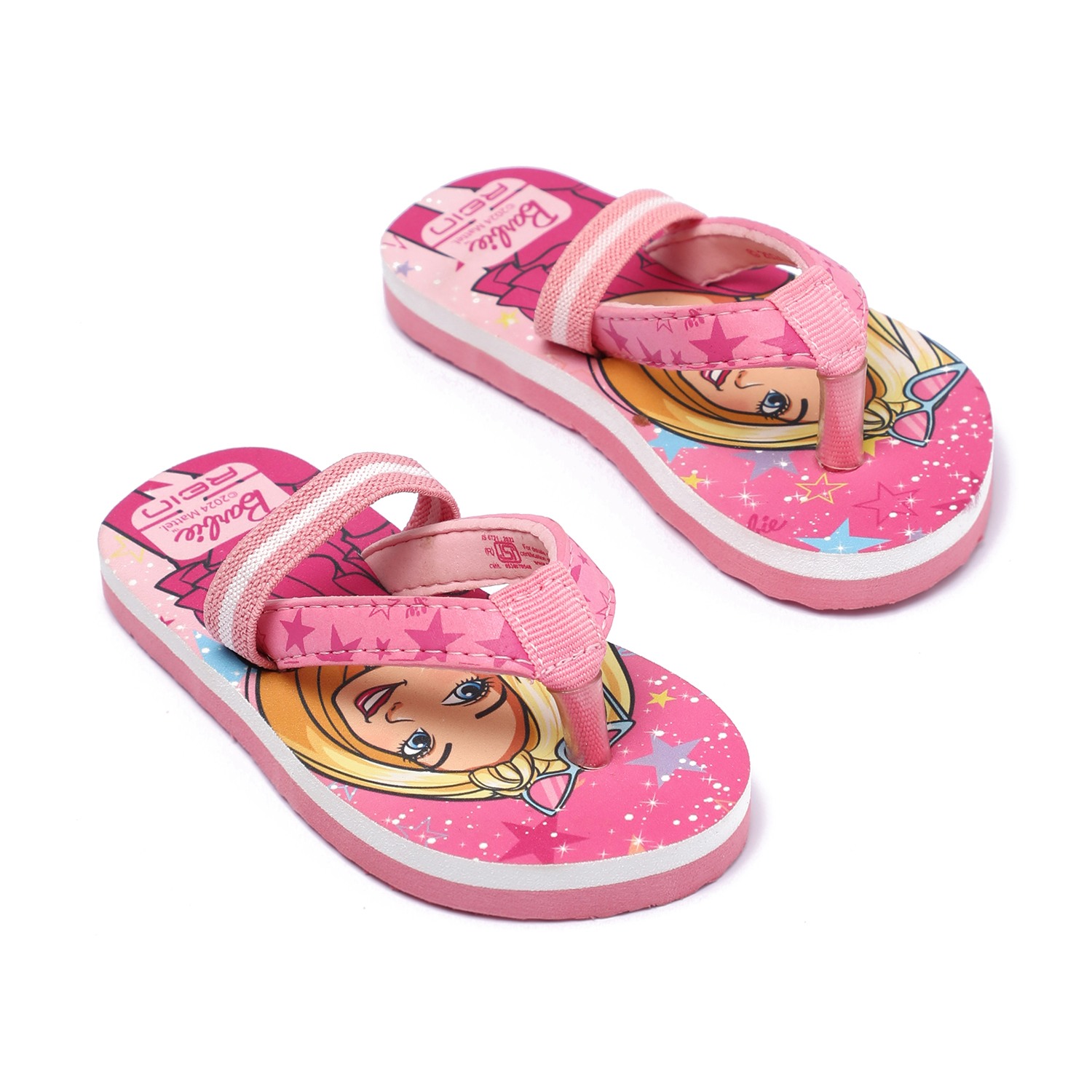 Girls Pink Barbie Flip-Flops with Back Strap (3-6 Years)