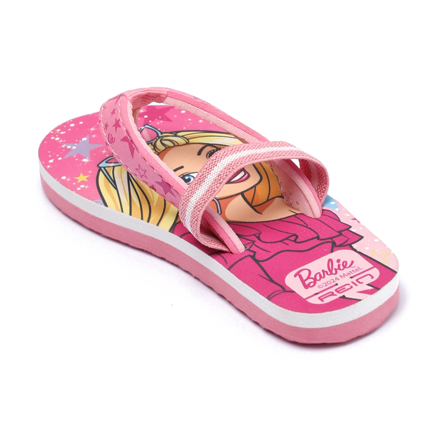 Girls Pink Barbie Flip-Flops with Back Strap (3-6 Years)