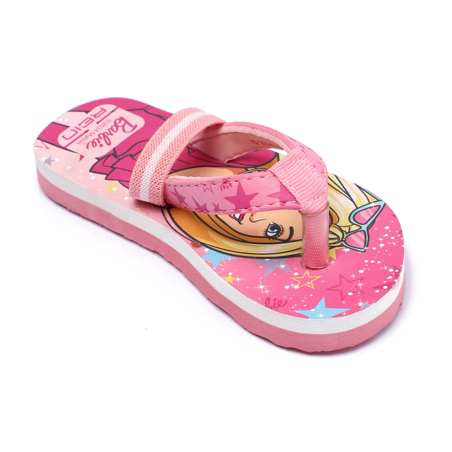 Girls Pink Barbie Flip-Flops with Back Strap (3-6 Years)
