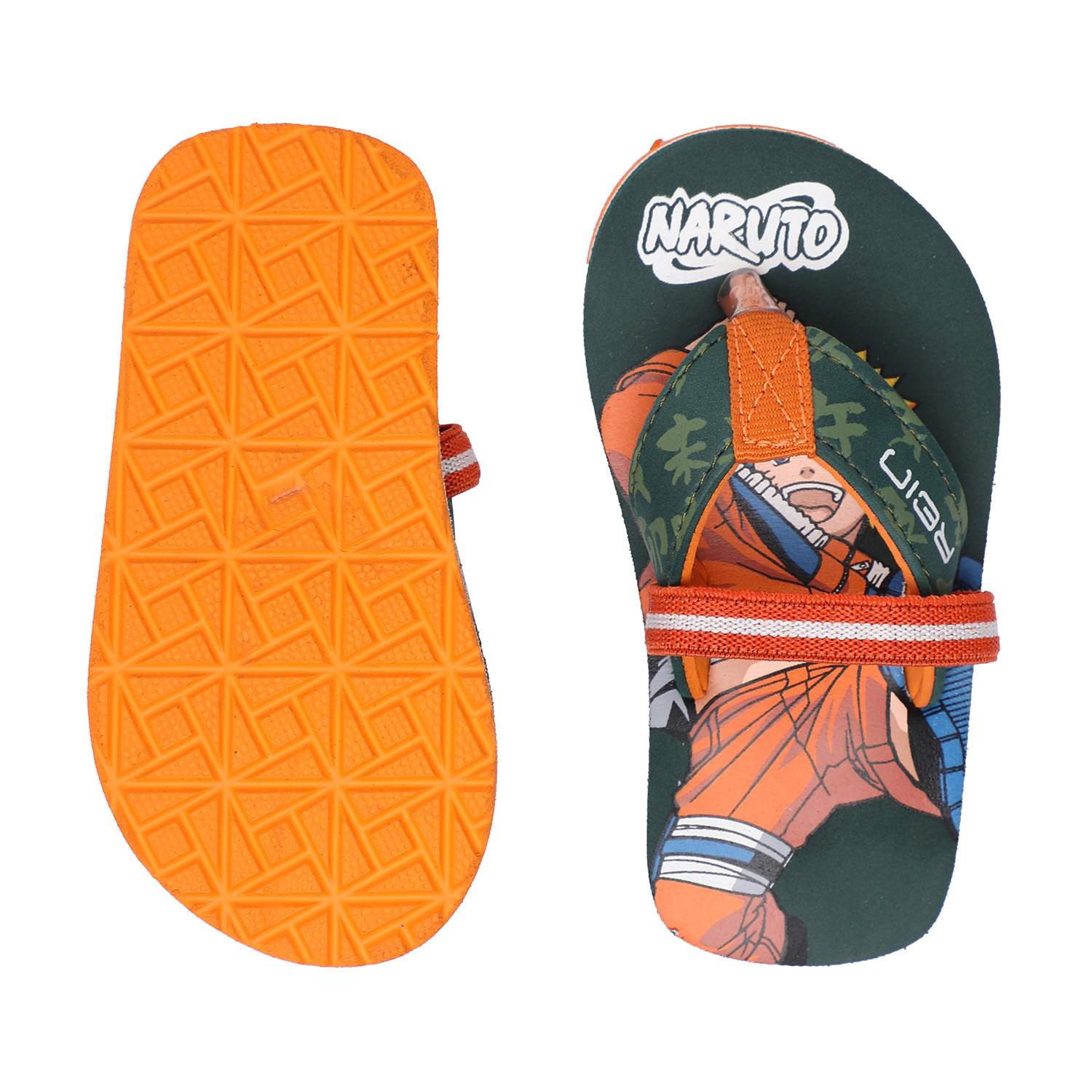 Green Naruto Themed Flipflops for Boys