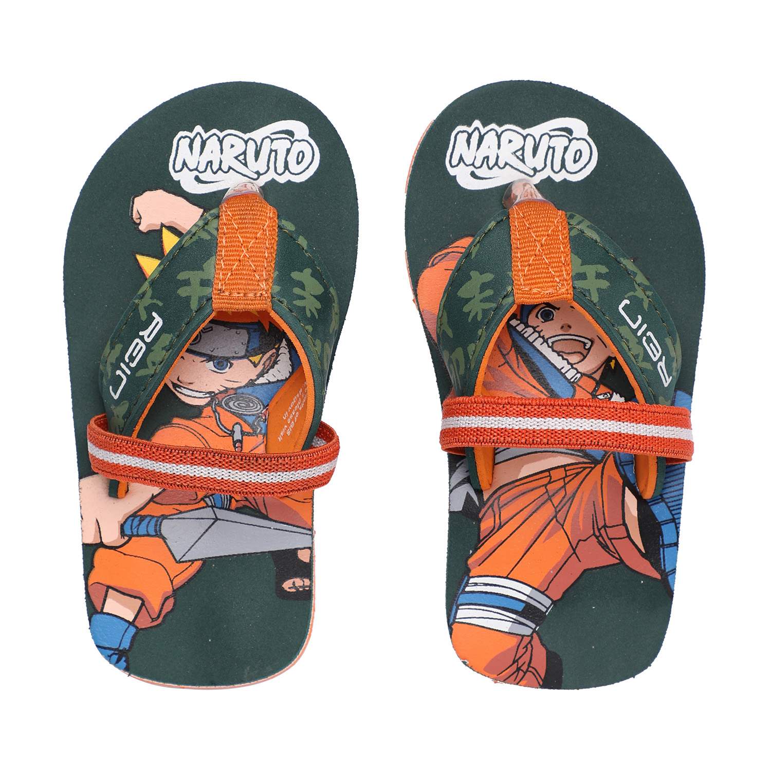 Green Naruto Themed Flipflops for Boys