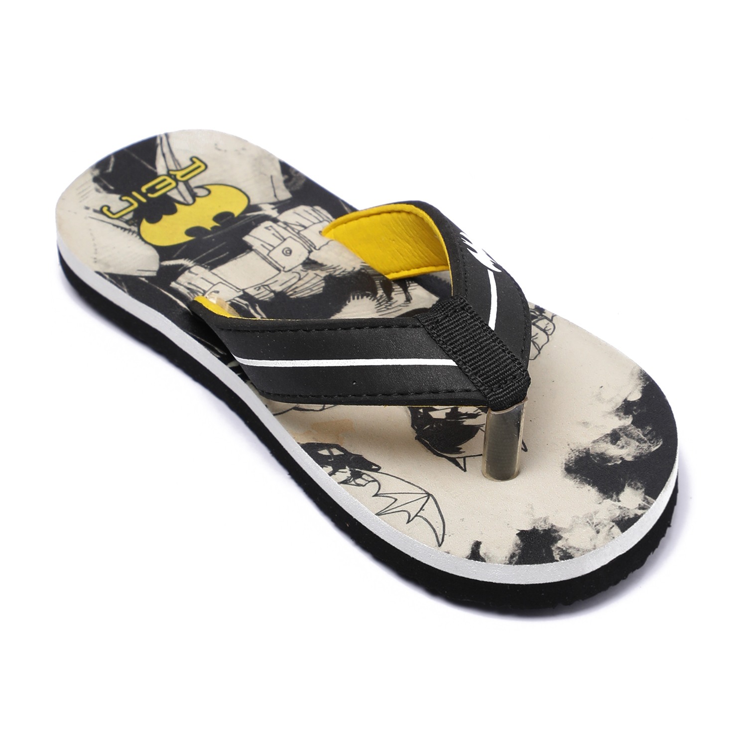 Batman-Themed Flip-Flops – Black & Yellow For Boys (7-11Years)