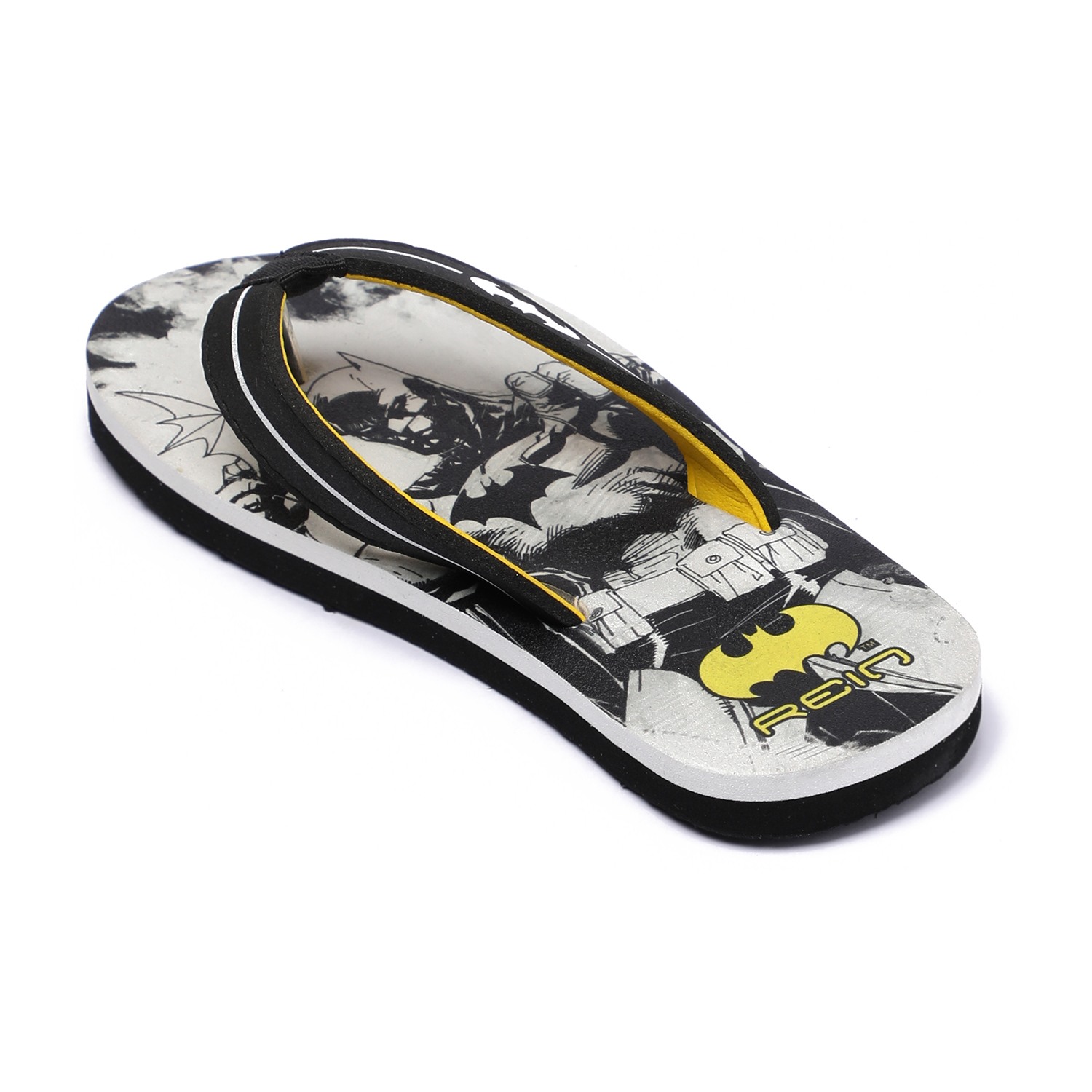 Batman-Themed Flip-Flops – Black & Yellow For Boys (7-11Years)