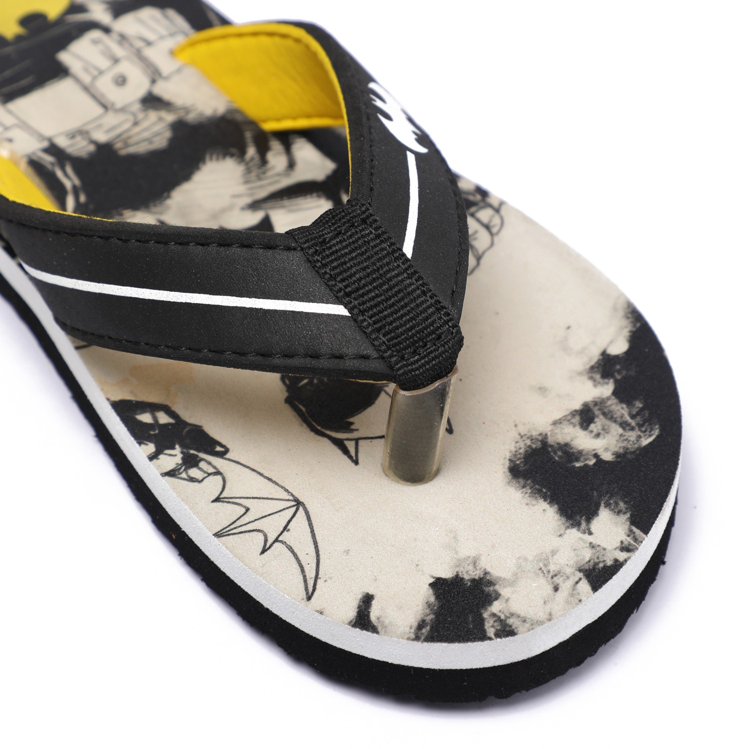 Batman-Themed Flip-Flops – Black & Yellow For Boys (7-11Years)