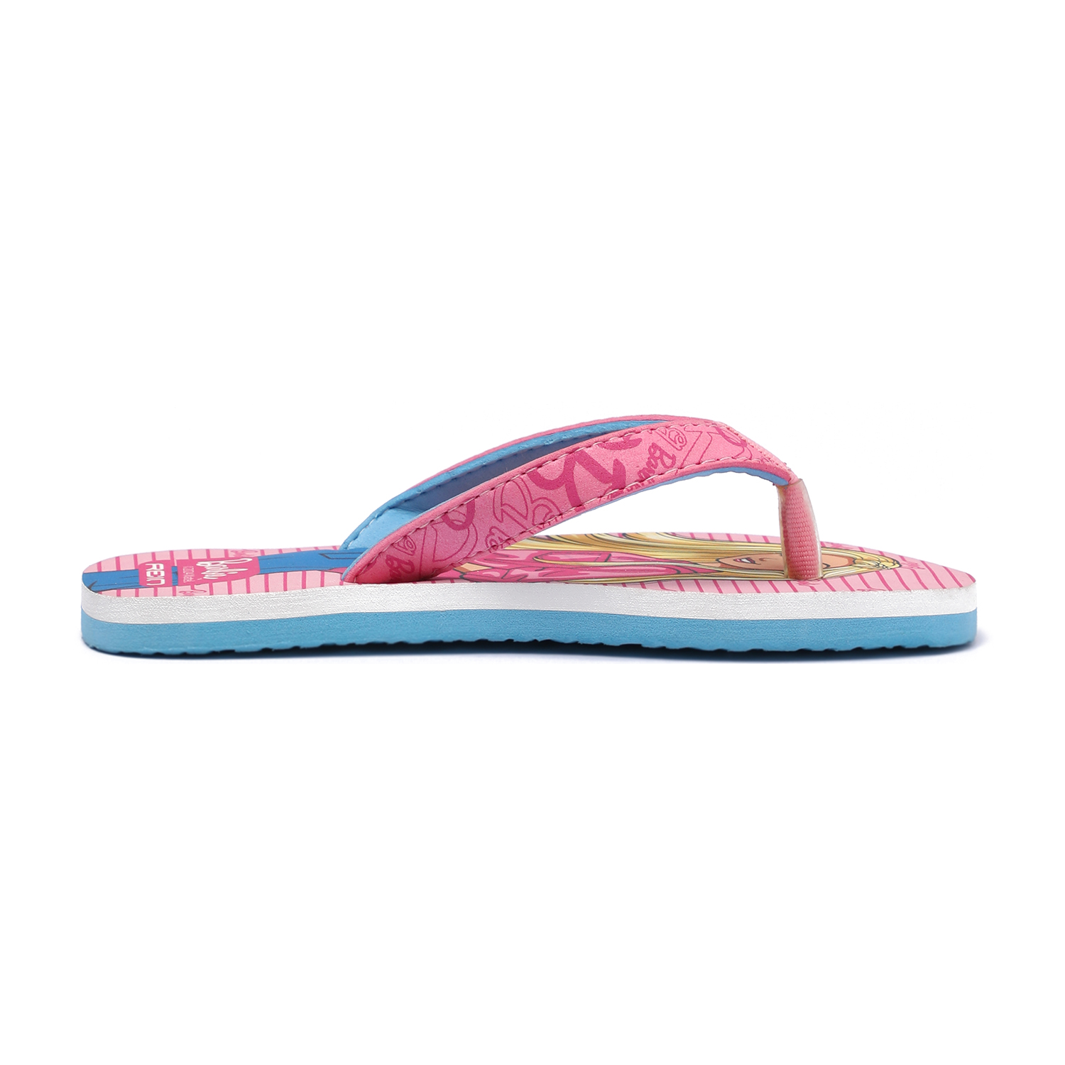 Girls Barbie Flip-Flops with Pink Strap and Blue Sole