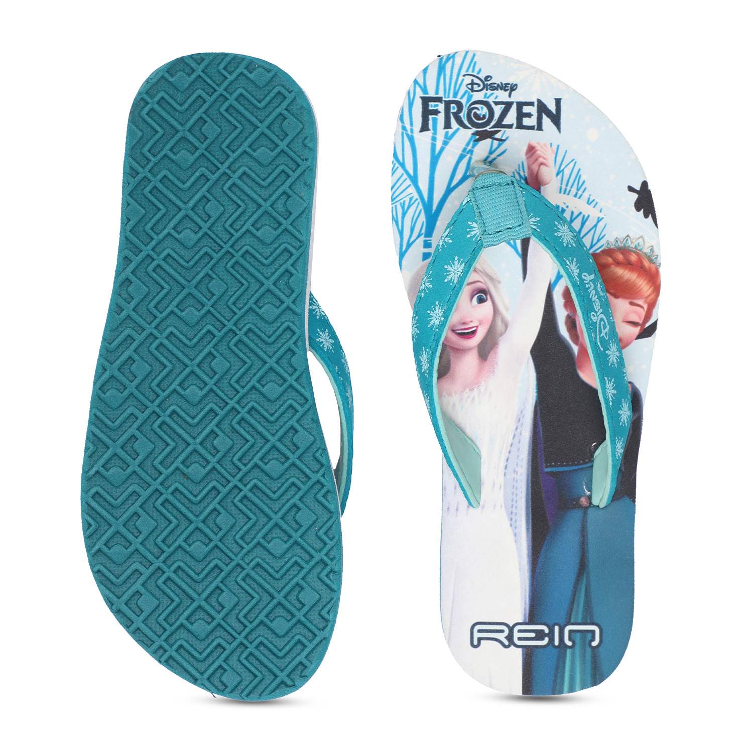 Sea Green Frozen Flip-Flops for Girls