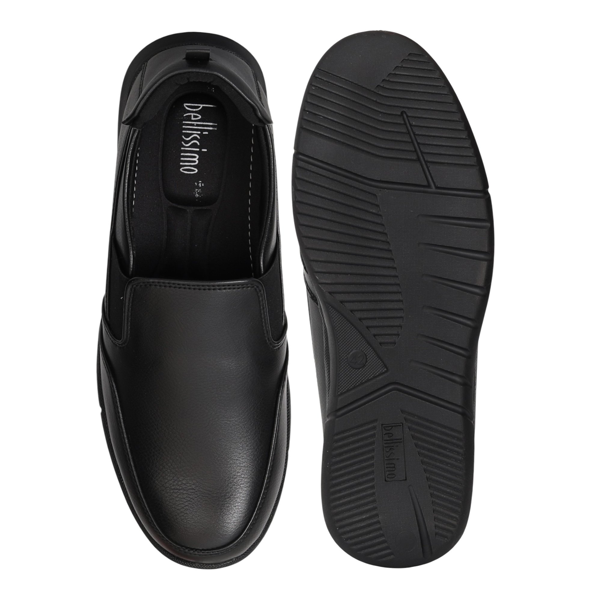 Men Black Grain-Finish Loafers