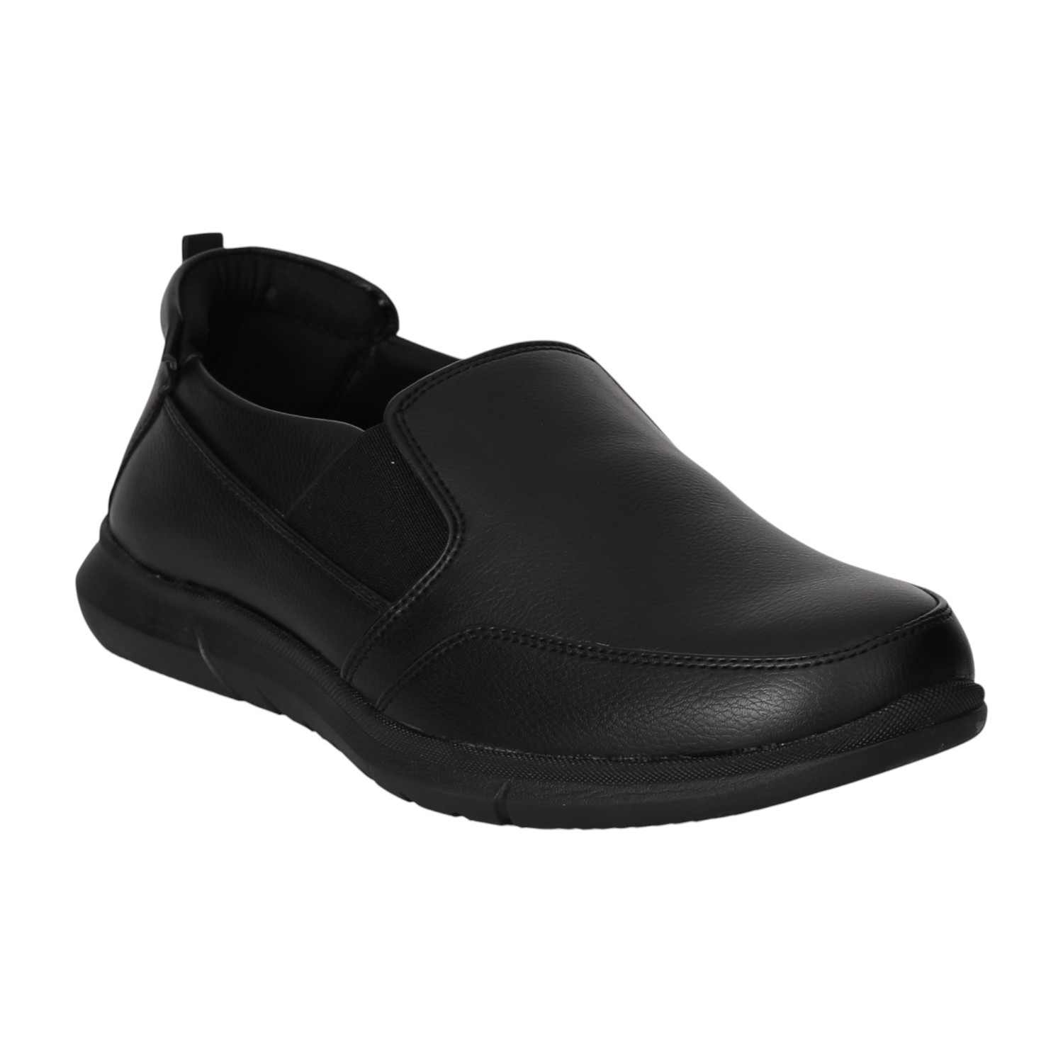 Men Black Grain-Finish Loafers