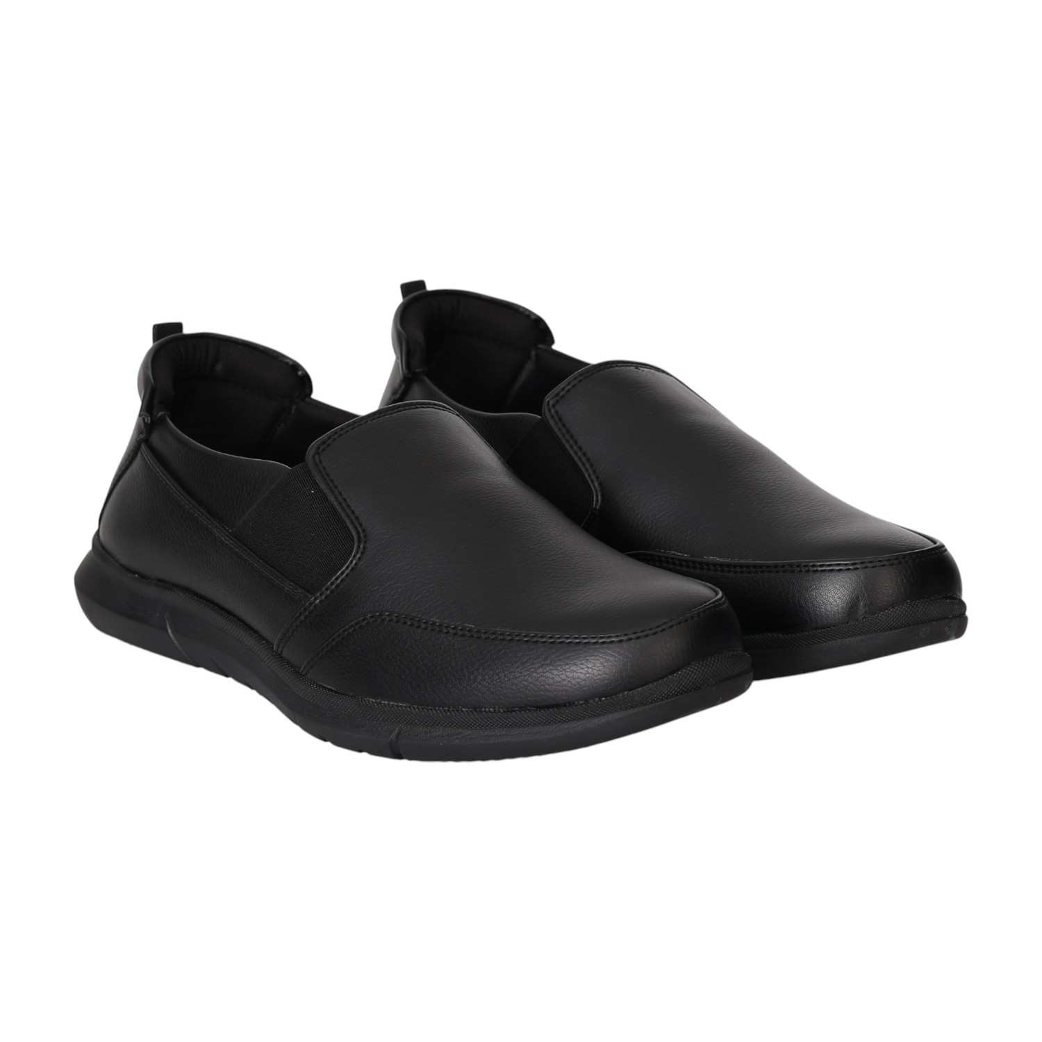 Men Black Grain-Finish Loafers