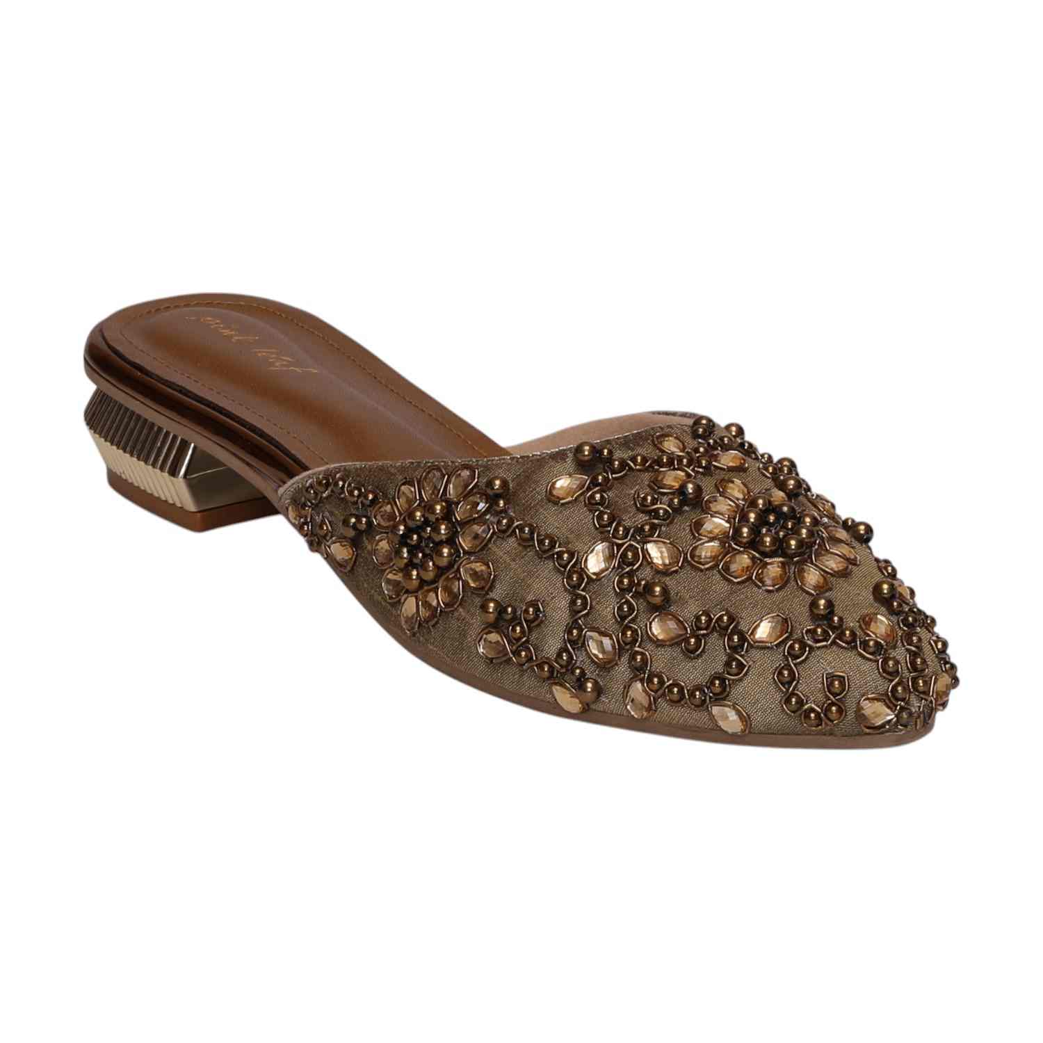 Women Antique Embellished Slip-On Mules
