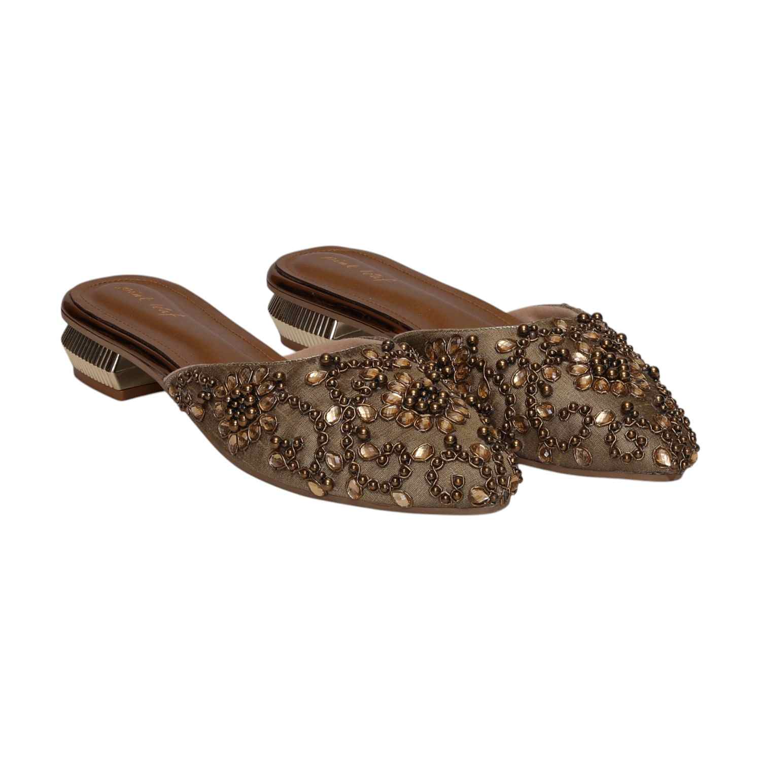 Women Antique Embellished Slip-On Mules