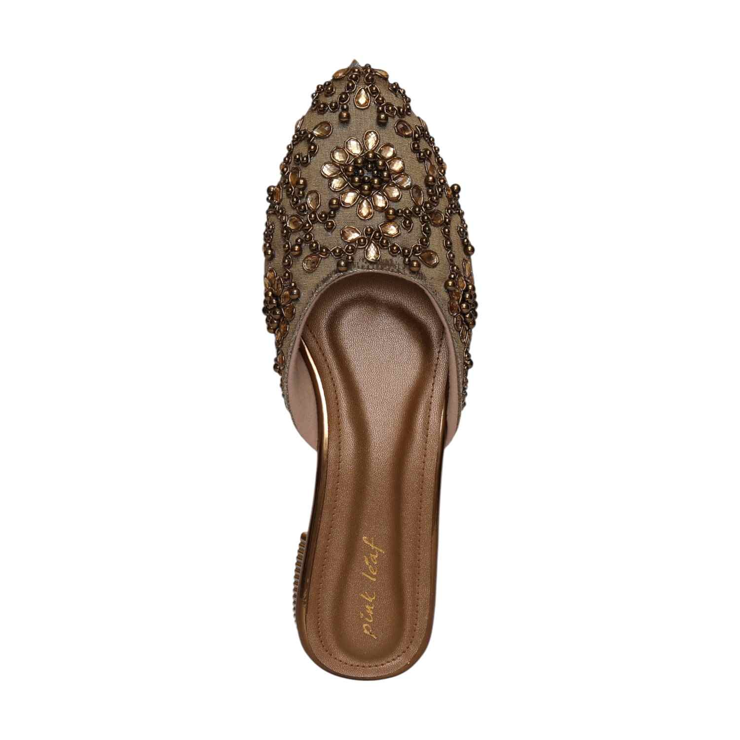 Women Antique Embellished Slip-On Mules