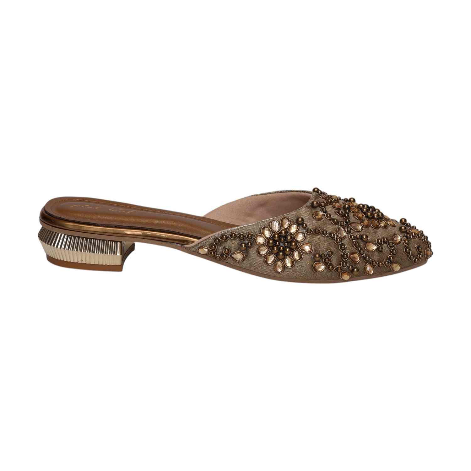 Women Antique Embellished Slip-On Mules