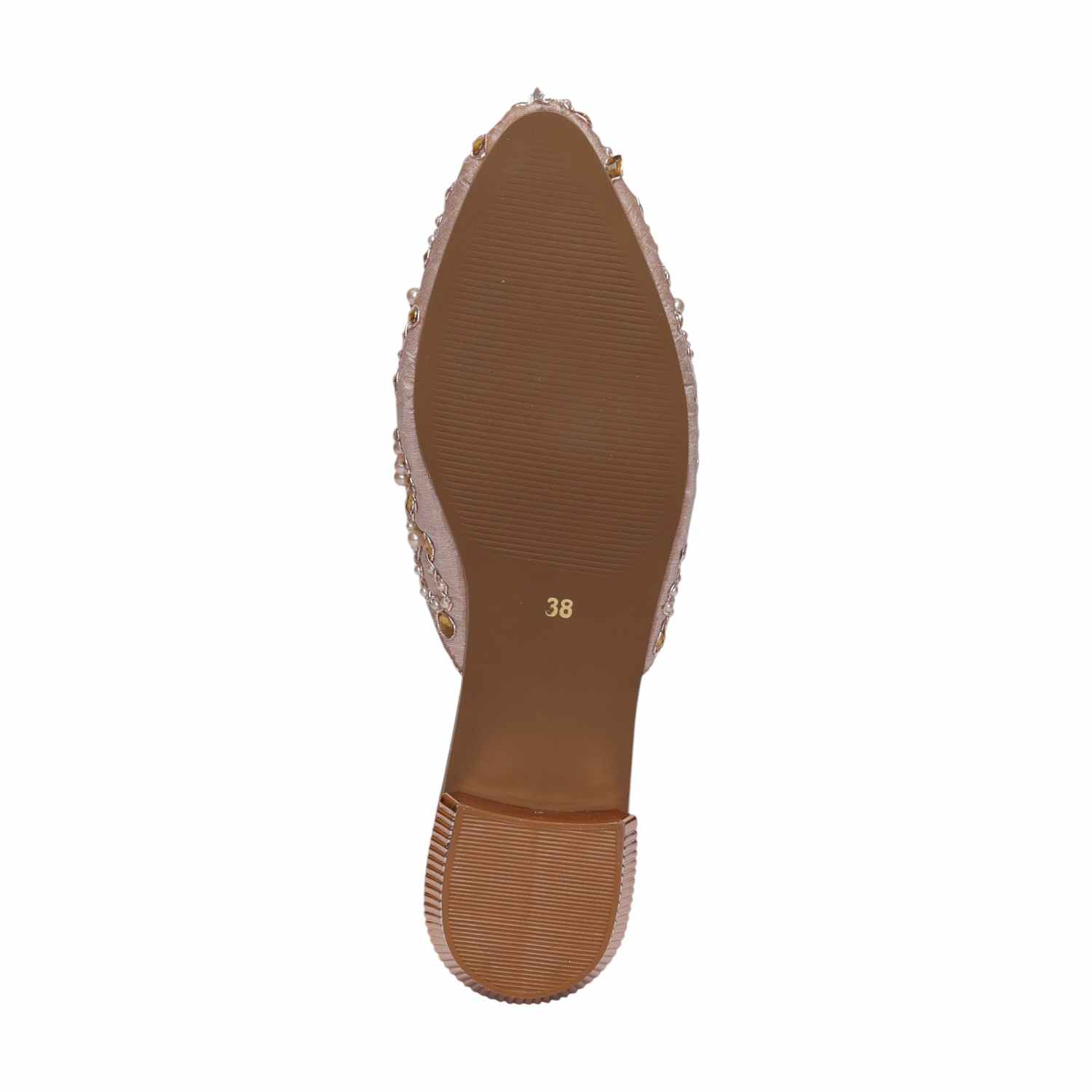 Women Rosegold Embellished Slip-On Mules