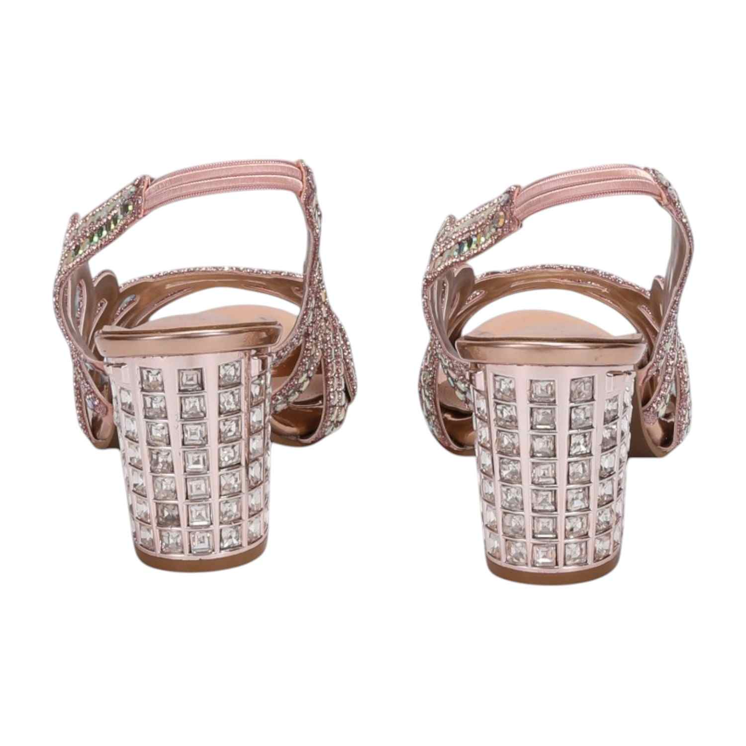 Women Shimmer Loop RoseGold Slingback Heels