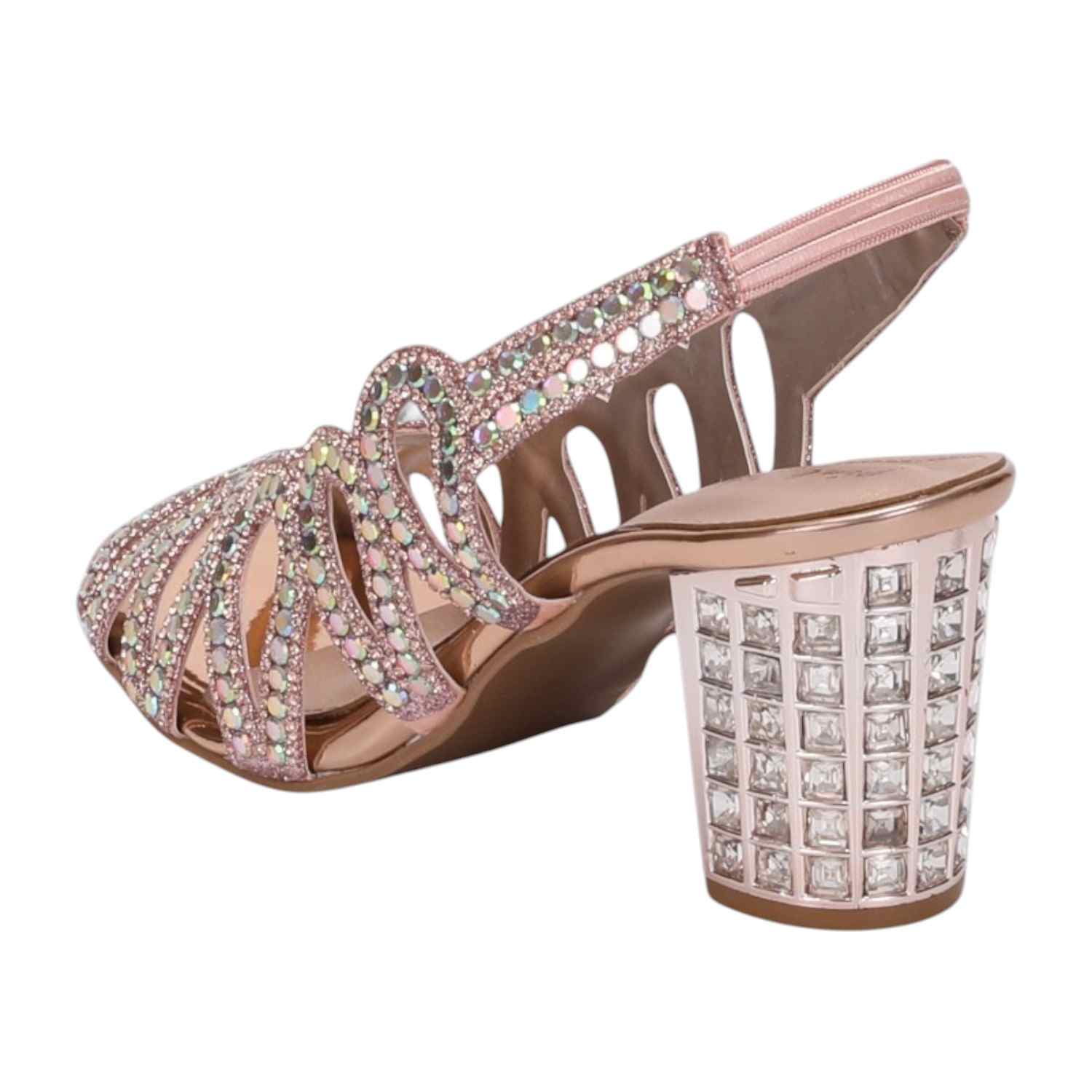 Women Shimmer Loop RoseGold Slingback Heels