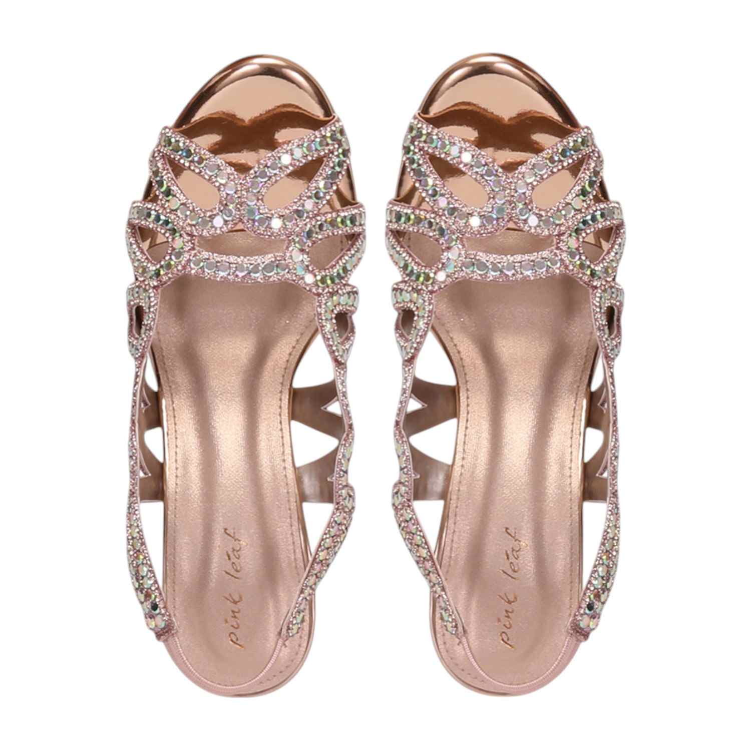 Women Shimmer Loop RoseGold Slingback Heels