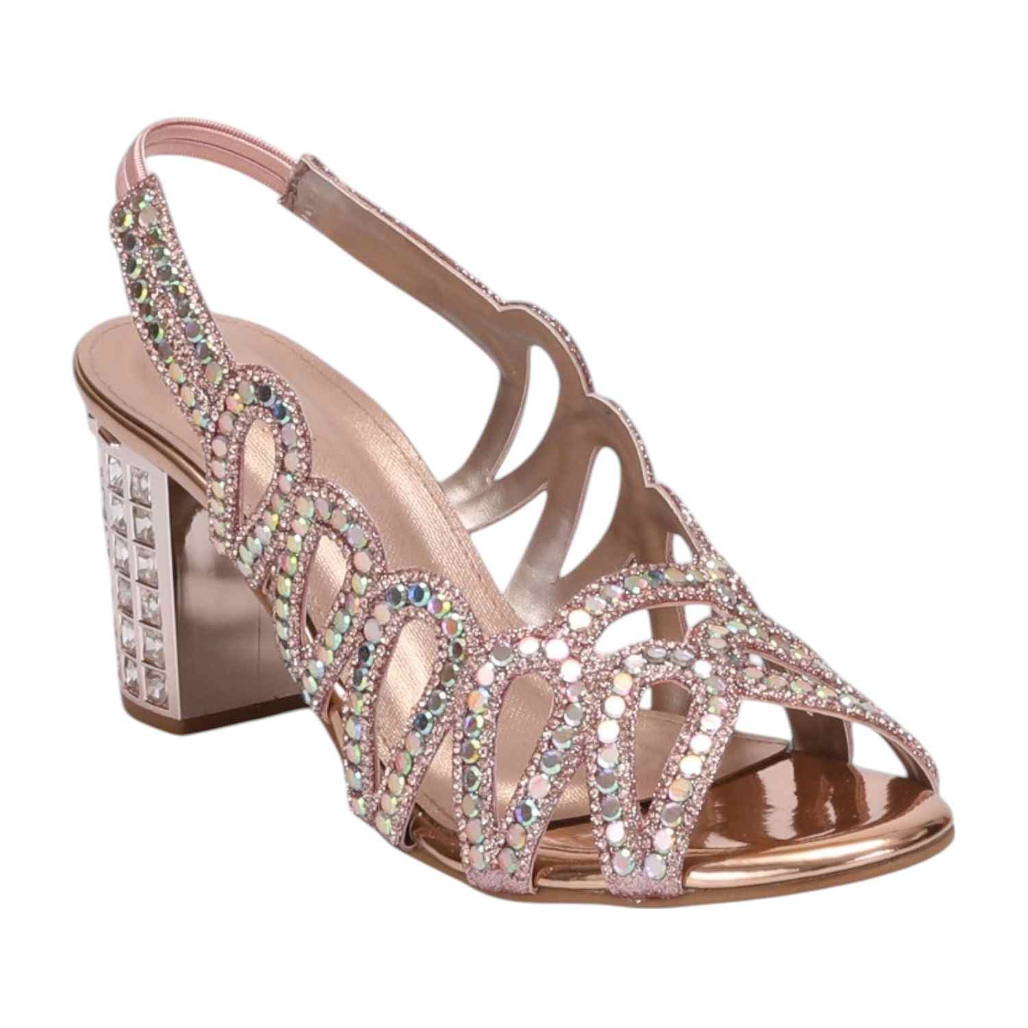 Women Shimmer Loop RoseGold Slingback Heels