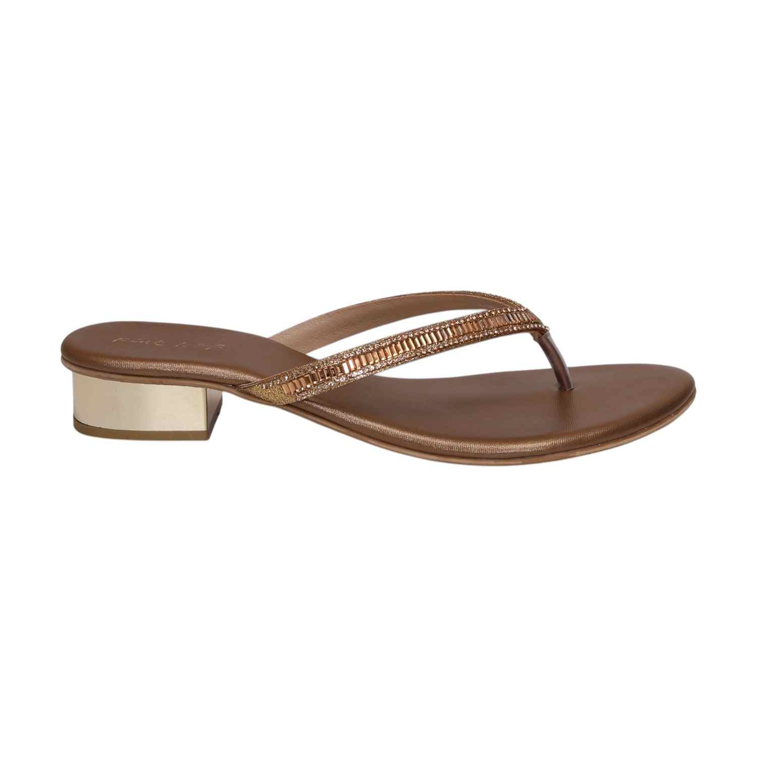 Women Antique Gold Heeled Sandals