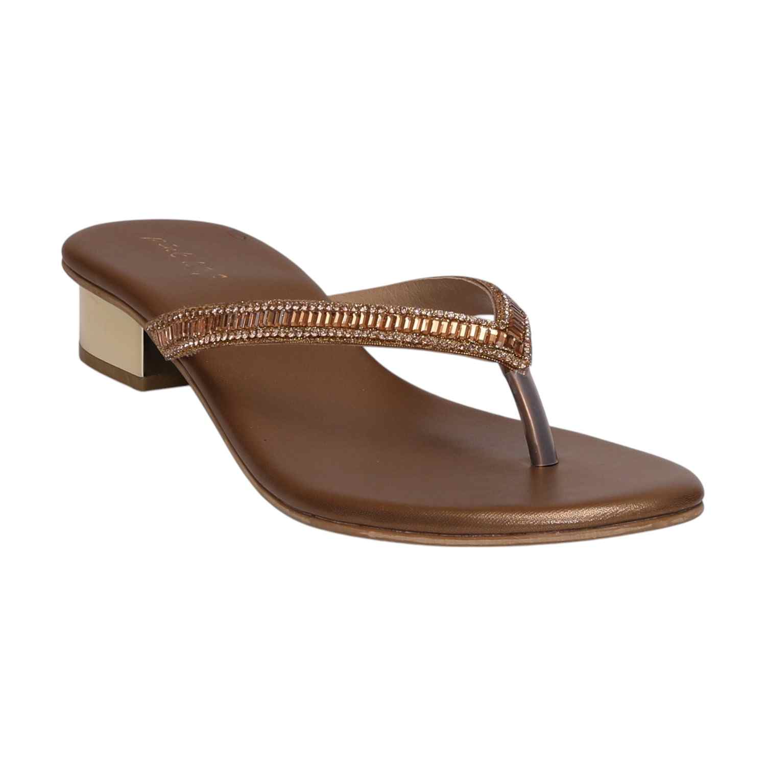 Women Antique Gold Heeled Sandals